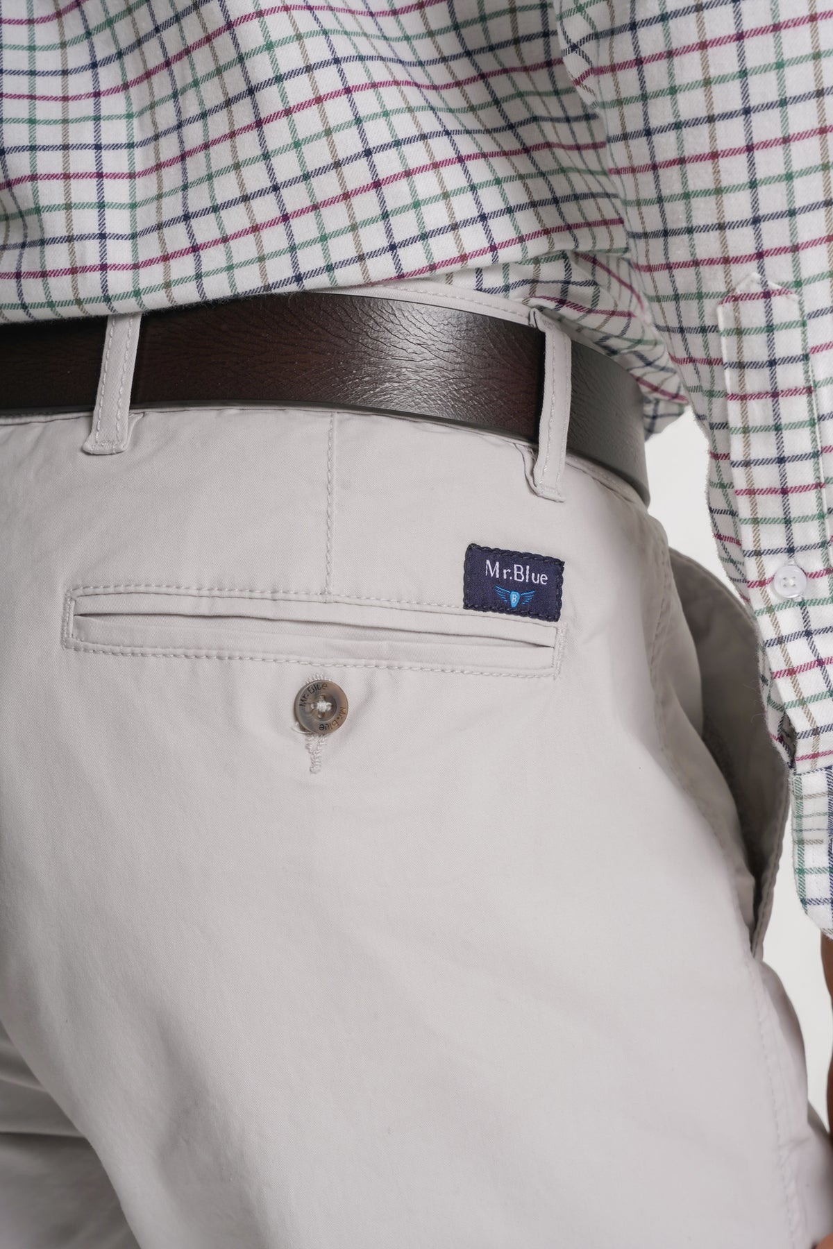 CALÇAS ALGODÃO SLIM FIT BEGES LISAS MR. BLUE