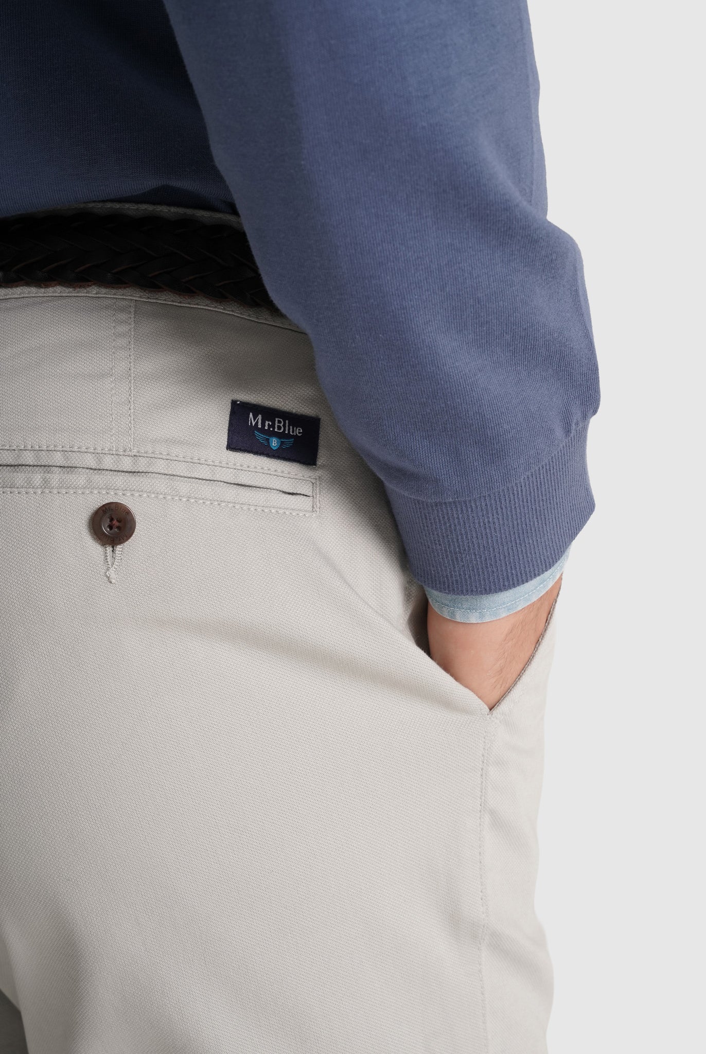 Calça Algodão Cinzentas Slim Fit Mr. Blue