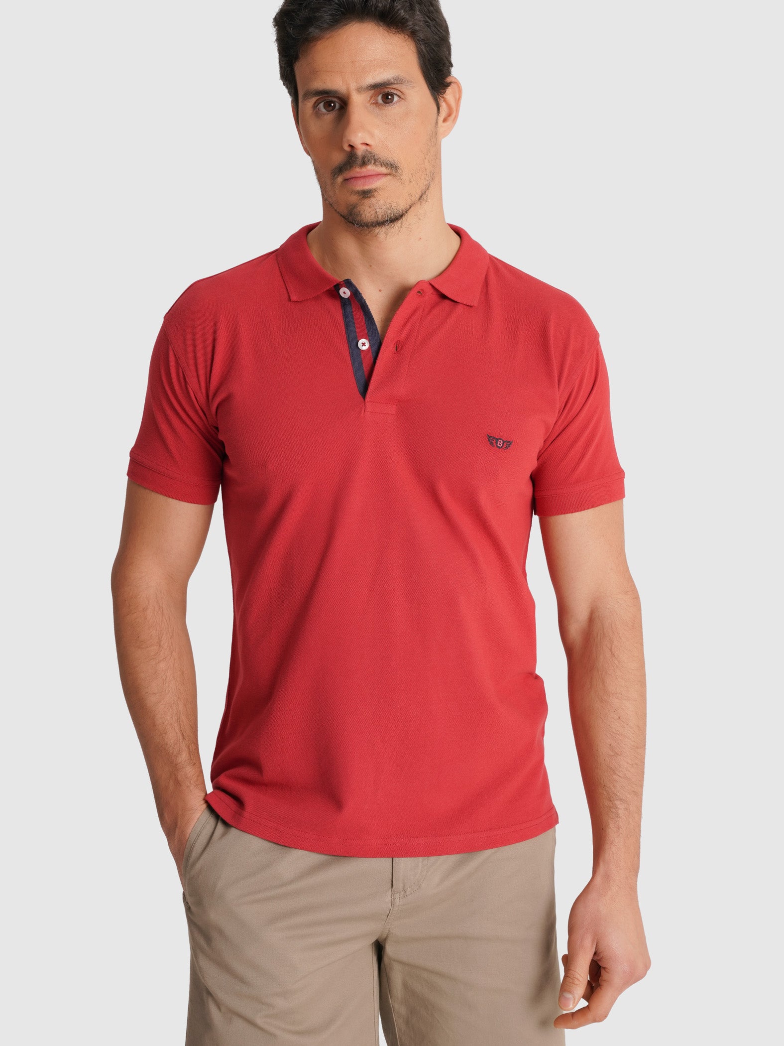 RED PIQUET POLO SHORT SLEEVE REGULAR FIT MR. BLUE