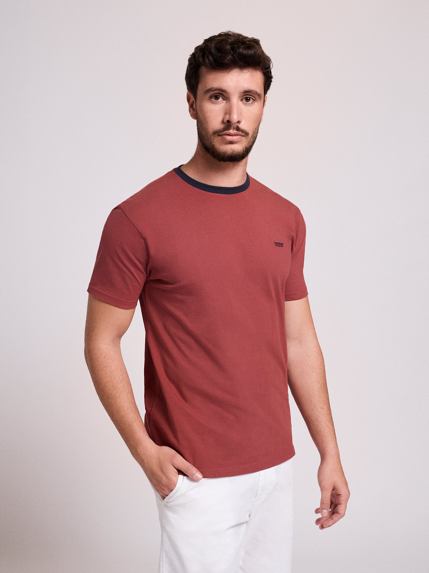RED COTTON T-SHIRT SHORT SLEEVE REGULAR FIT MR. BLUE