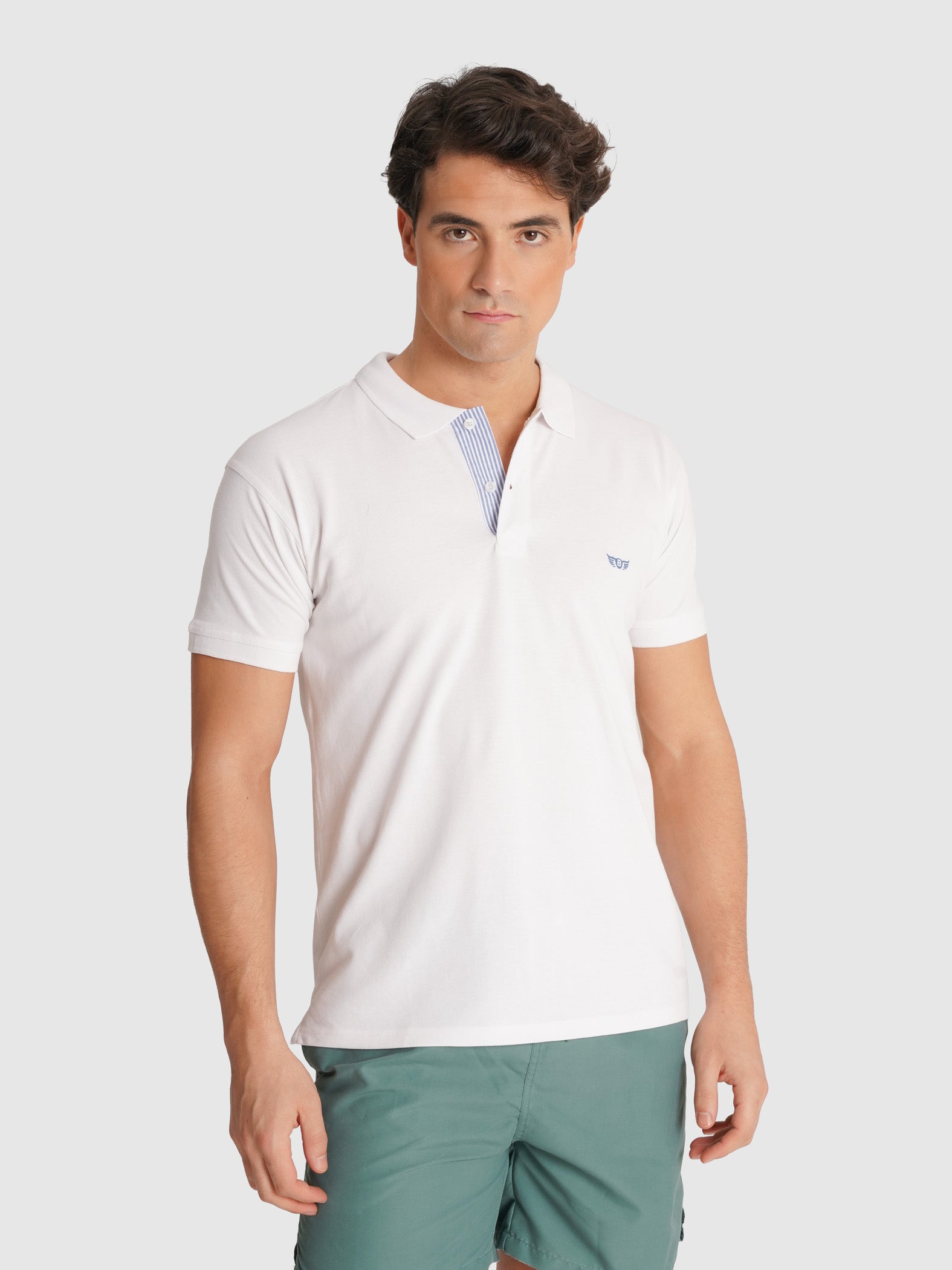 POLO BRANCO MANGA CURTA REGULAR FIT MR. BLUE