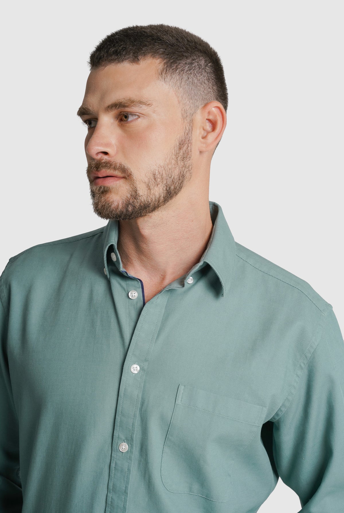 CAMISA ESTRUTURADA REGULAR FIT VERDE LISA MR. BLUE