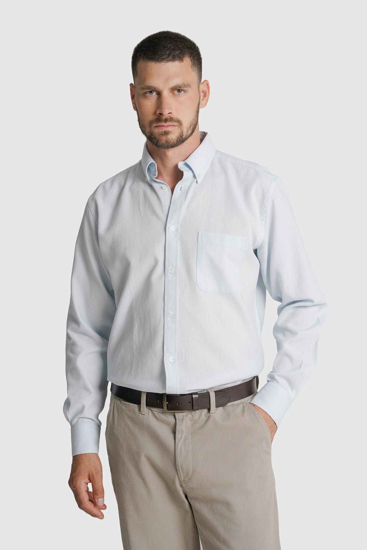 CAMISA ESTRUTURADA REGULAR FIT AZUL LISA MR. BLUE