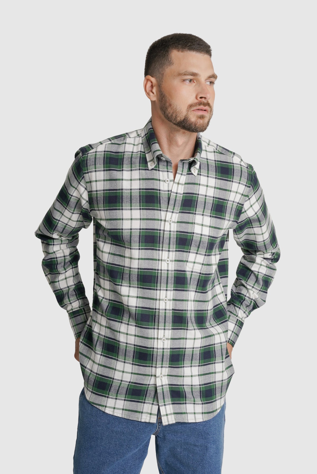 CAMISA FLANELA REGULAR FIT AZUL AO QUADRADO MR. BLUE