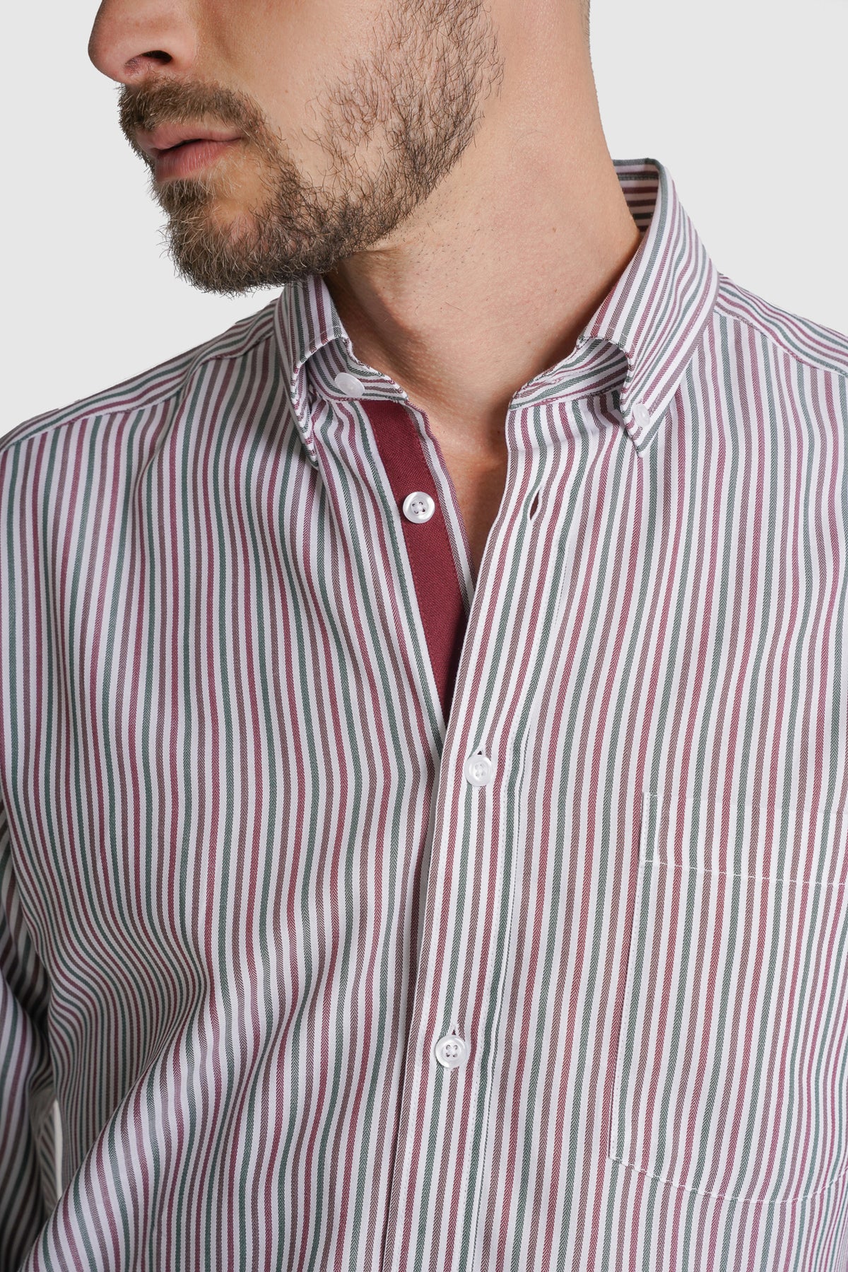 CAMISA TWILL REGULAR FIT BRANCA ÀS RISCAS MR. BLUE