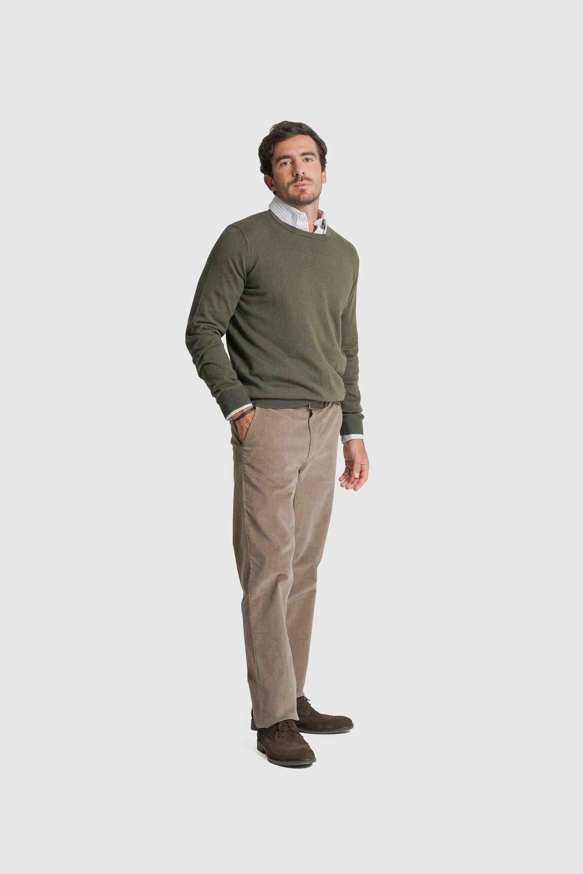 PULLOVER CAXEMIRA REGULAR FIT VERDE LISO MR. BLUE