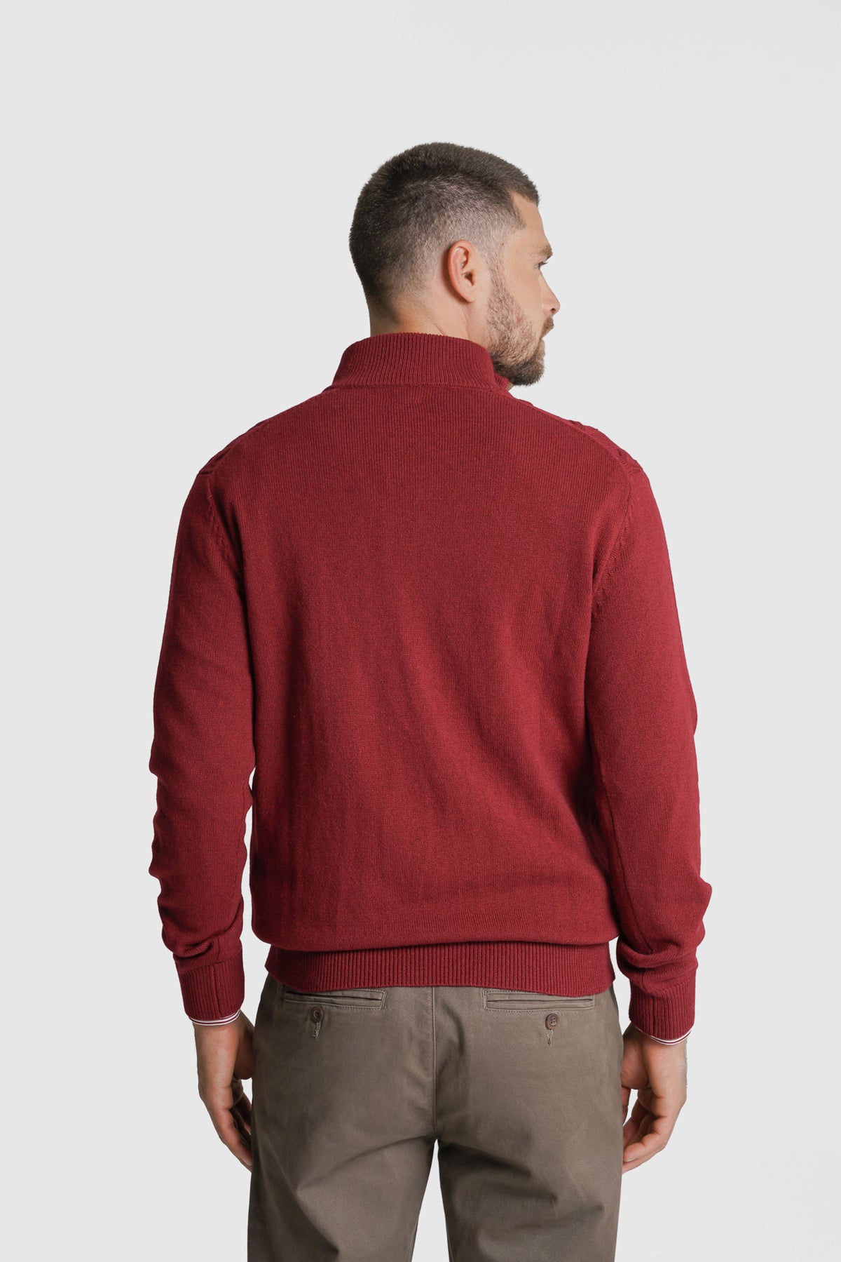 PULLOVER LÃ REGULAR FIT BORDEAUX LISO MR. BLUE