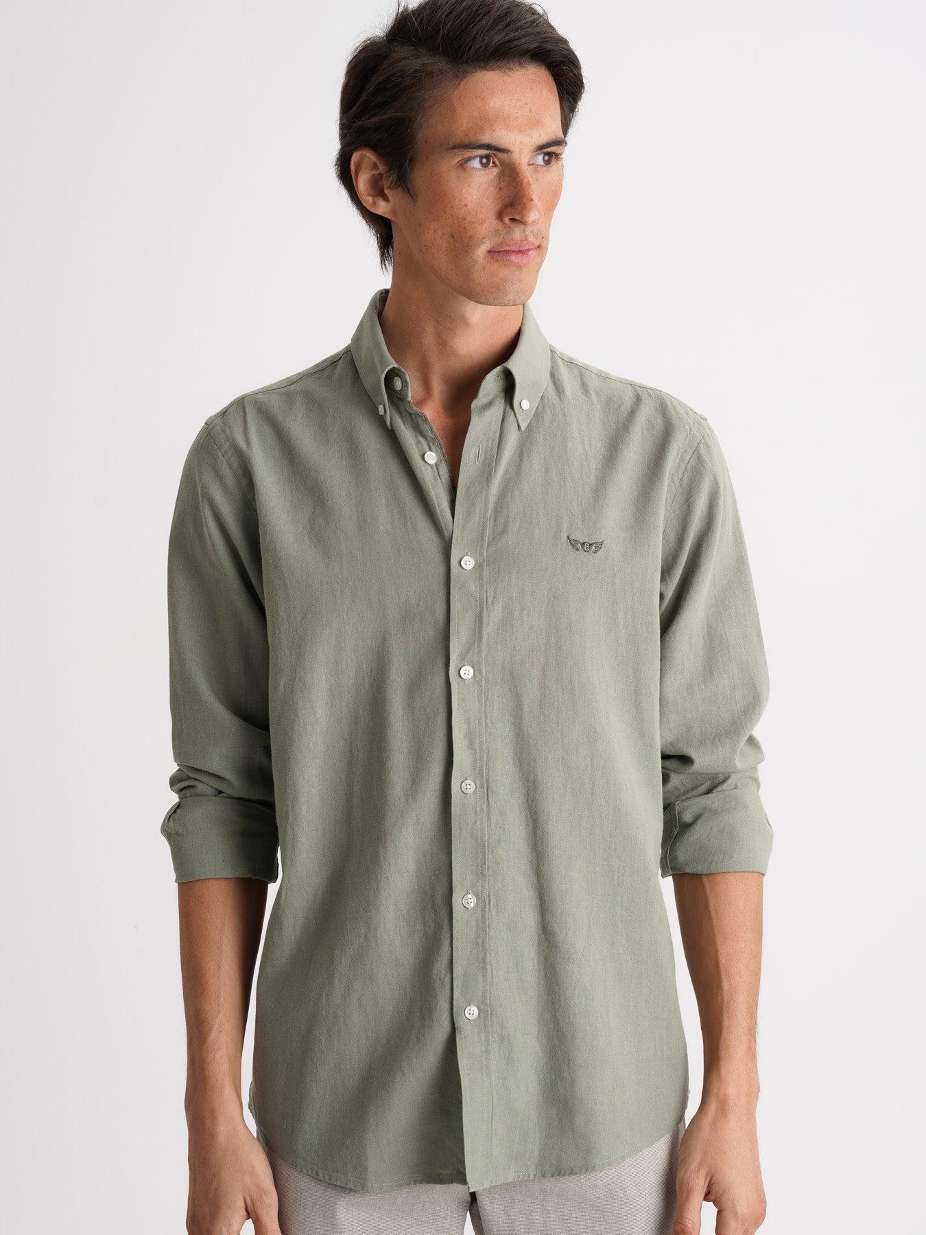 Mr. Blue Green Linen Regular Fit Shirt