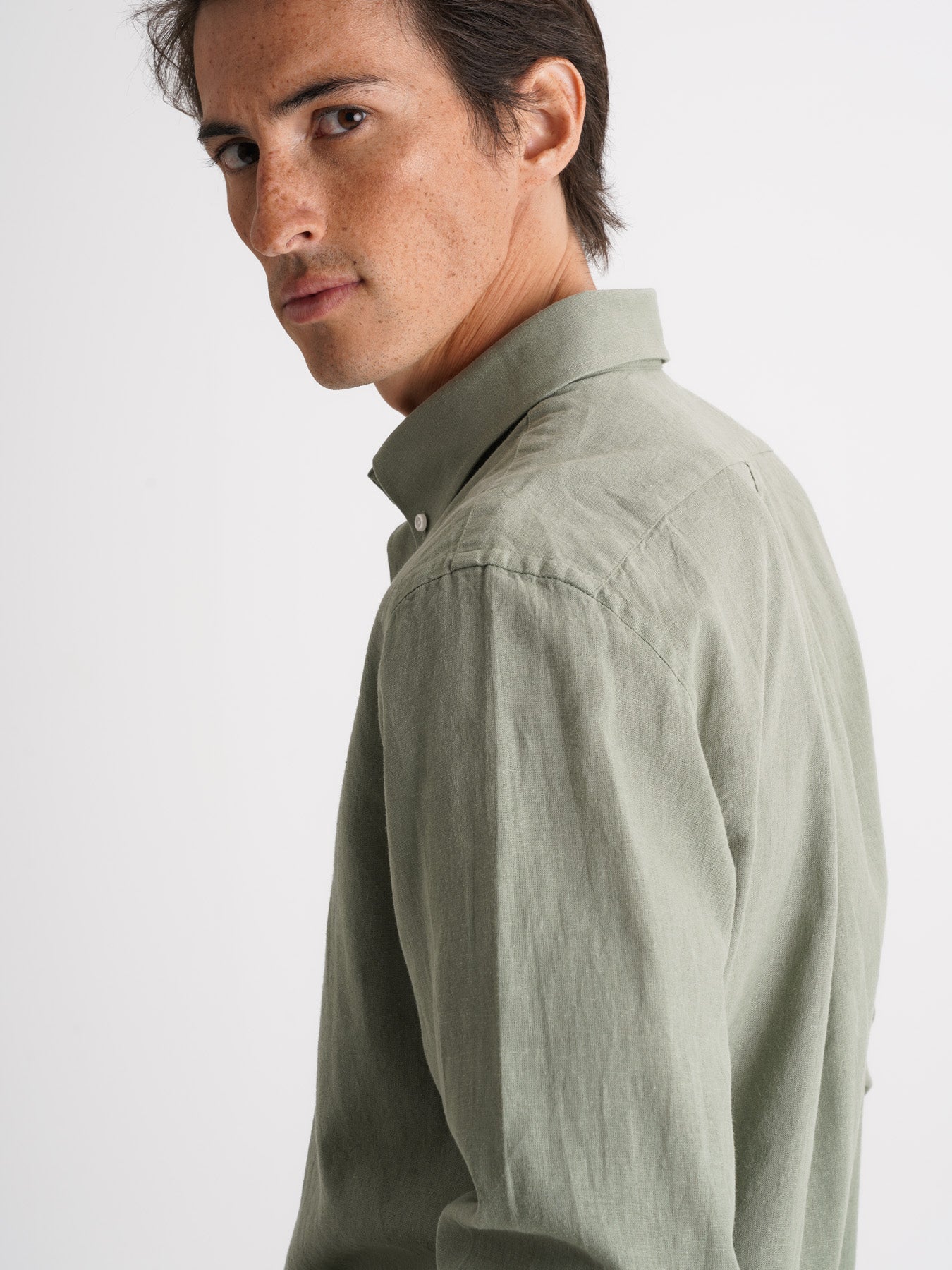 Mr. Blue Green Linen Regular Fit Shirt