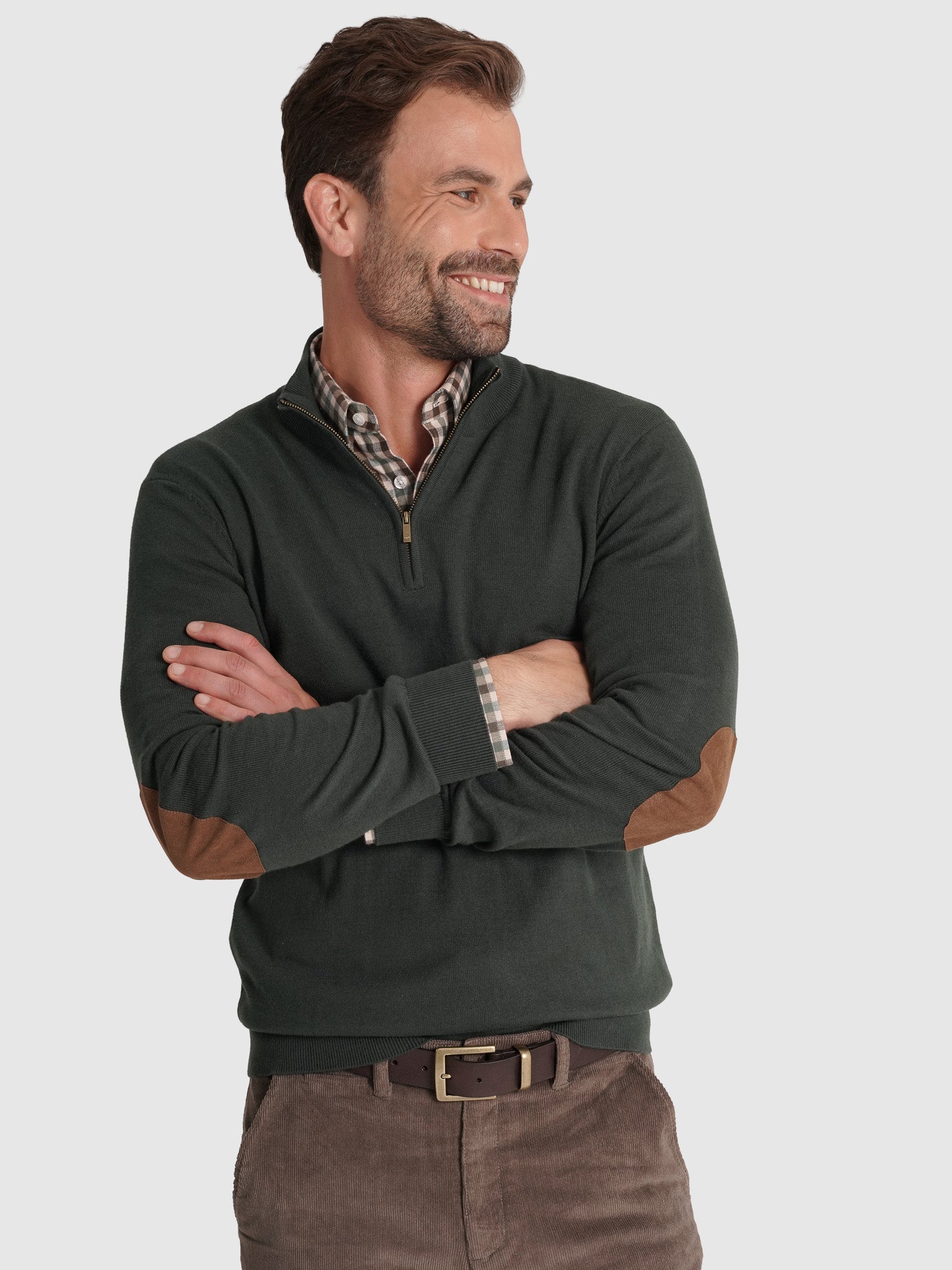 PULLOVER LÃ VERDE COM COTOVELEIRA REGULAR FIT MR. BLUE