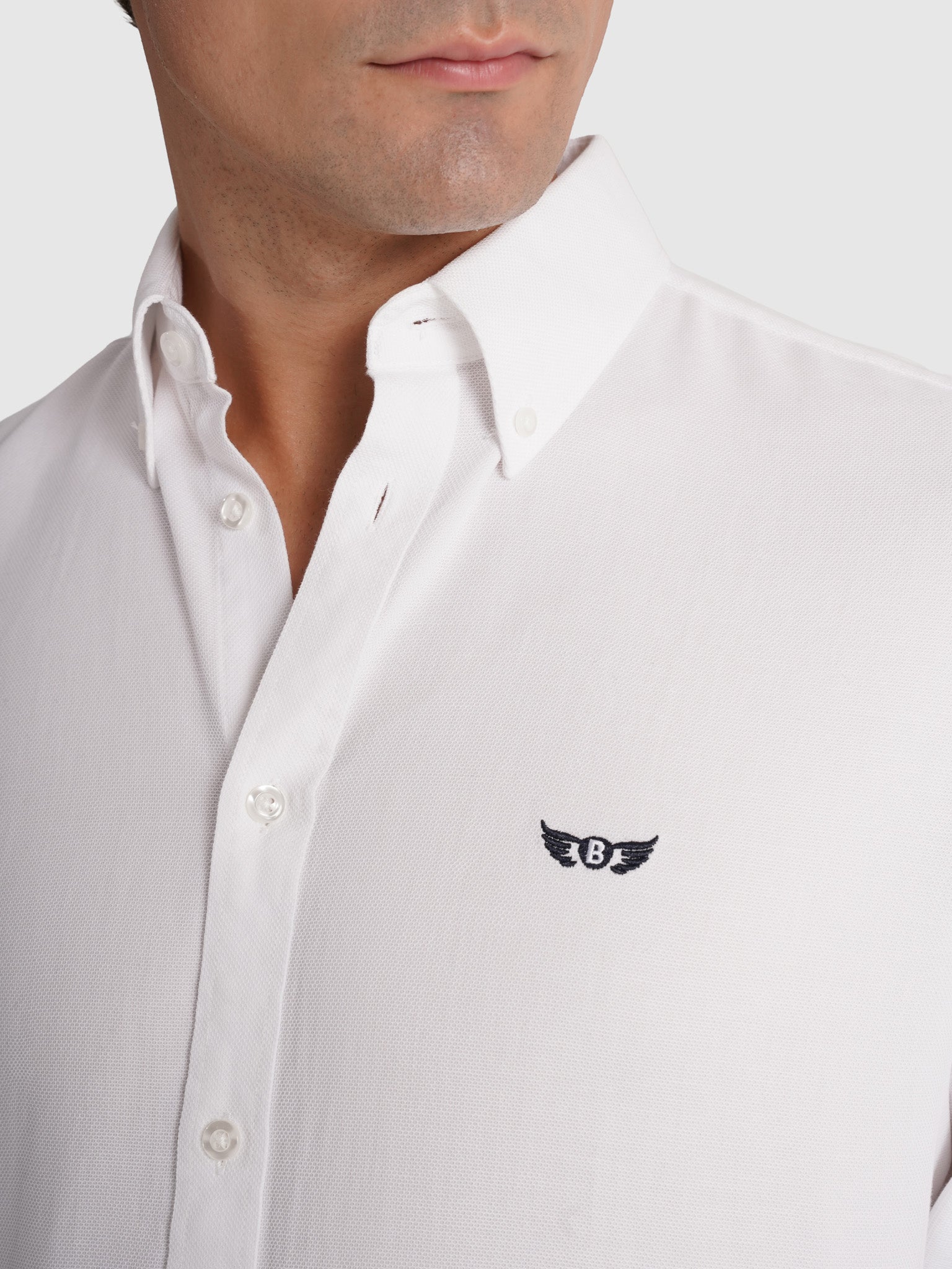 CAMISA ALGODÃO BRANCA MANGA COMPRIDA REGULAR FIT MR. BLUE