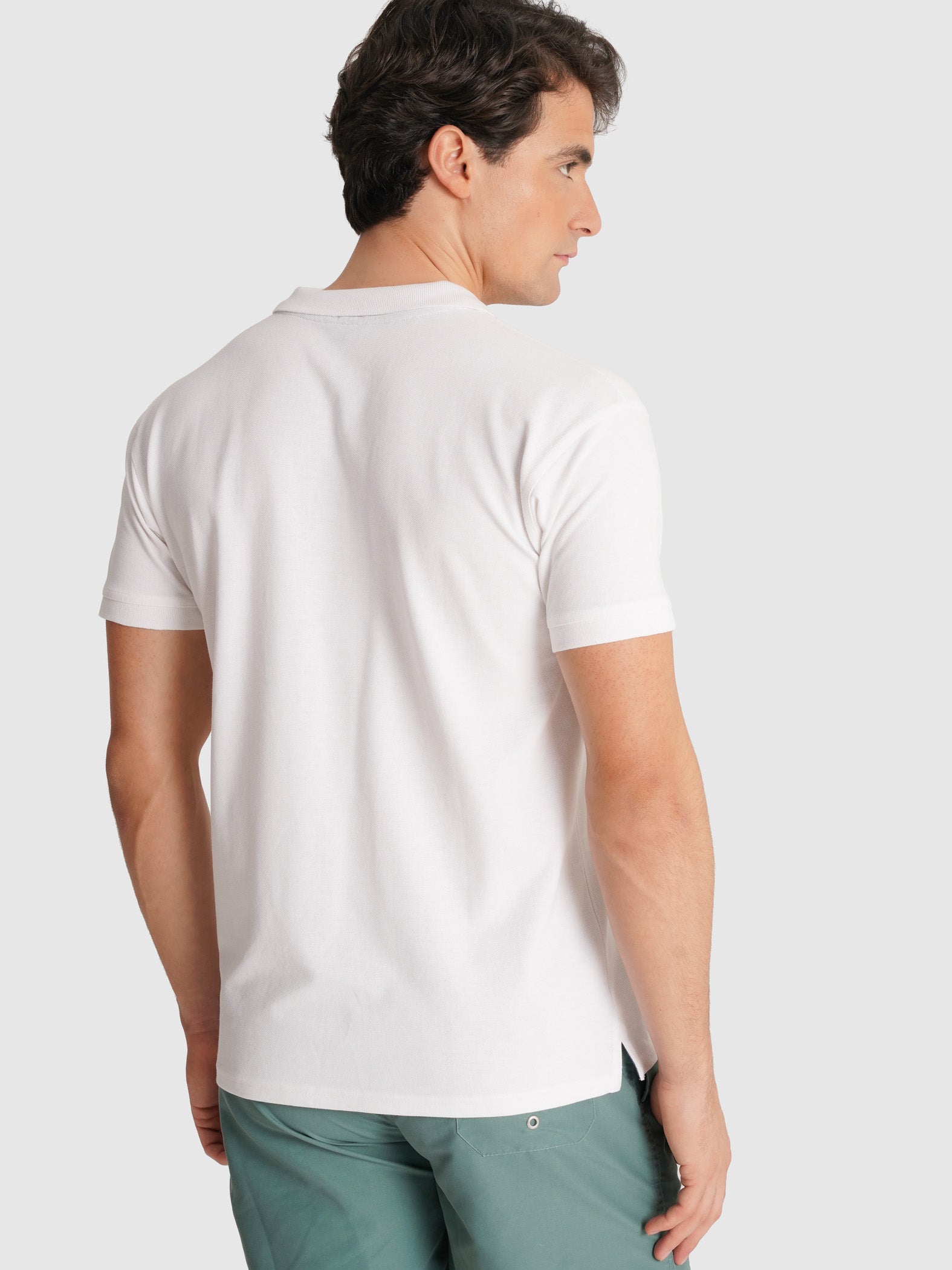 POLO BRANCO MANGA CURTA REGULAR FIT MR. BLUE