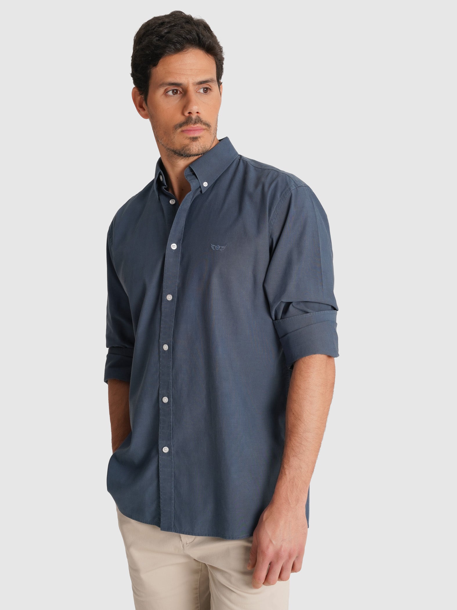CAMISA TENCEL AZUL MANGA COMPRIDA REGULAR FIT MR. BLUE