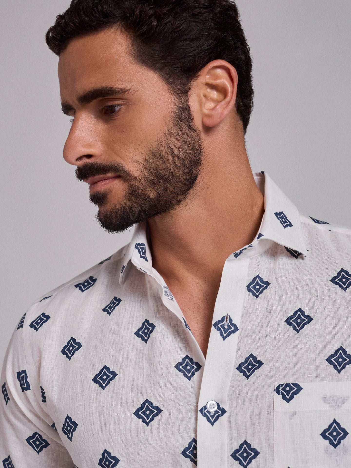 CAMISA LINHO AZUL MANGA COMPRIDA REGULAR FIT MR. BLUE