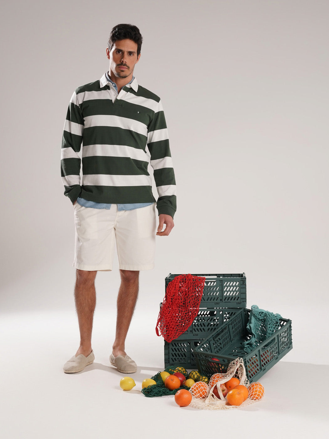 RUGBIE ALGODÃO VERDE MANGA COMPRIDA REGULAR FIT MR. BLUE