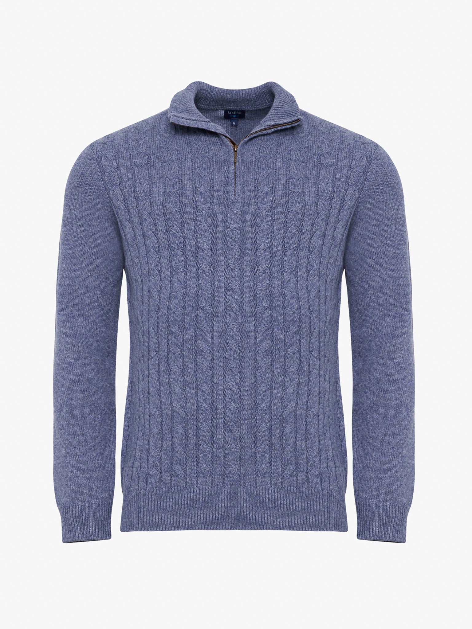 PULLOVER LÃ AZUL COM COTOVELEIRA REGULAR FIT MR. BLUE