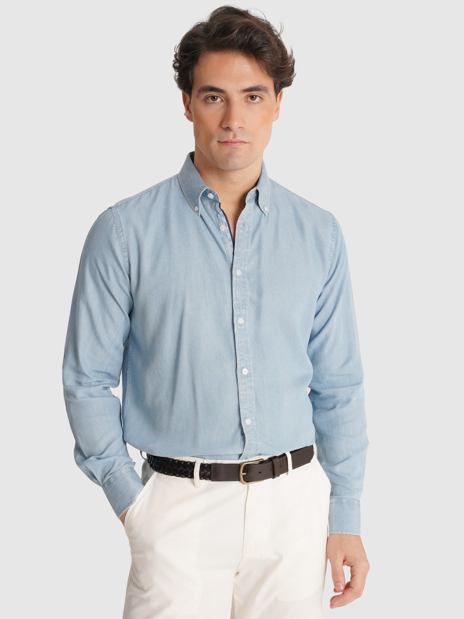 CAMISA GANGA AZUL MANGA COMPRIDA REGULAR FIT MR. BLUE