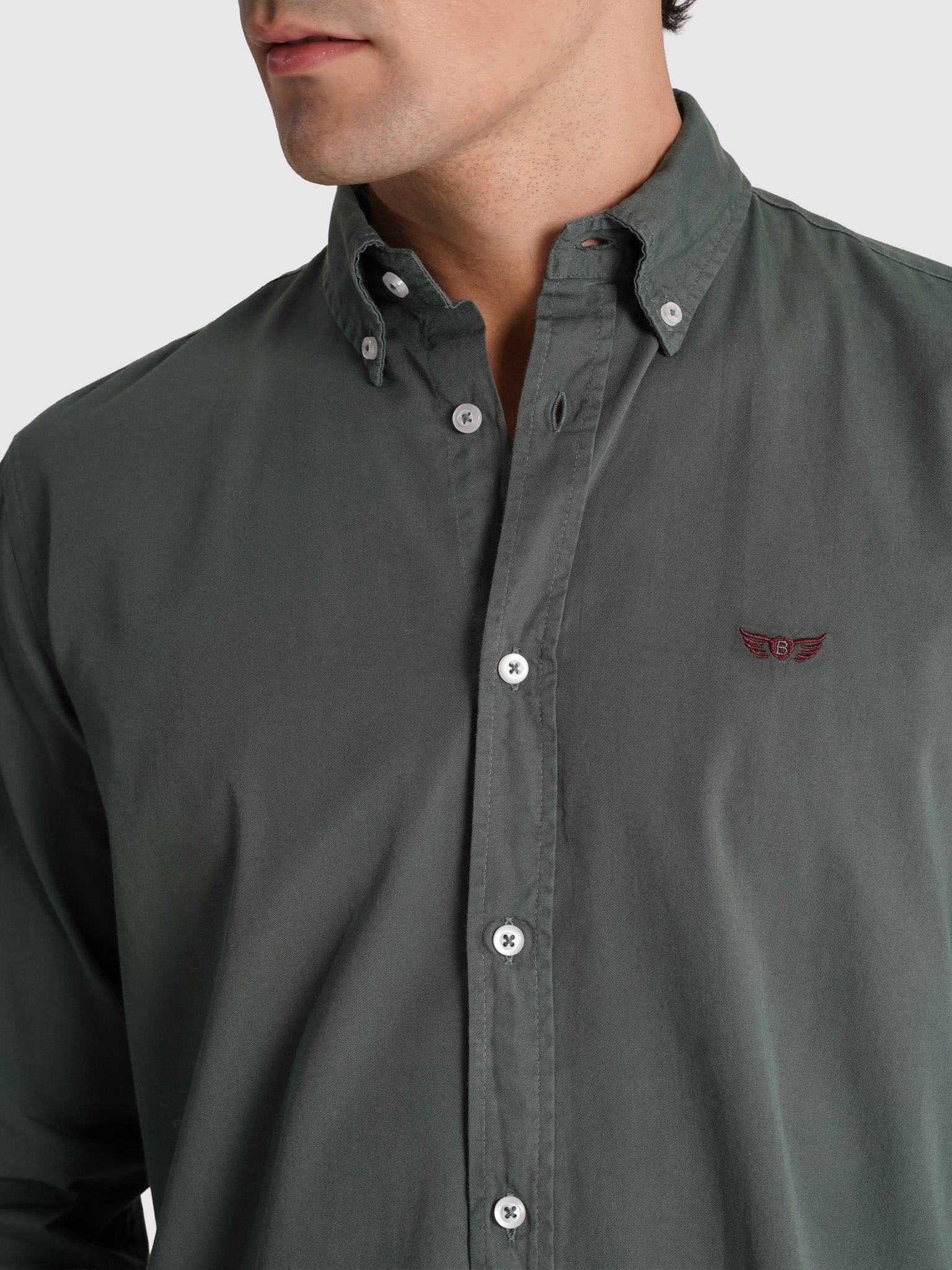 CAMISA ALGODÃO VERDE MANGA COMPRIDA REGULAR FIT MR. BLUE