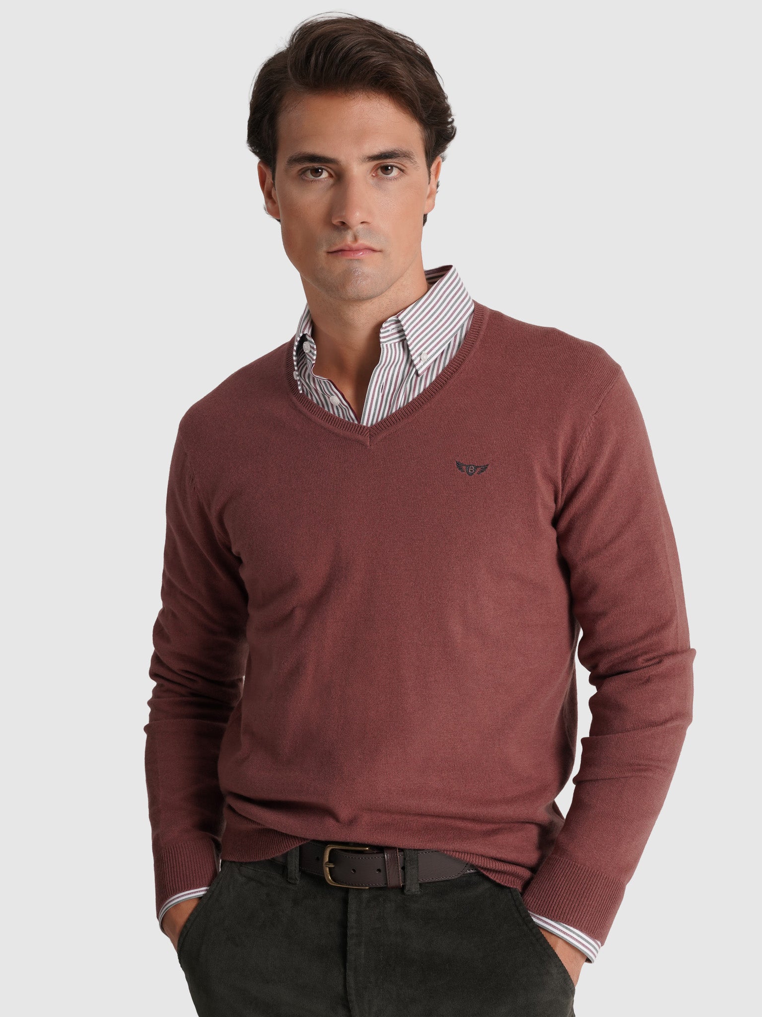JERSEY DE LANA ROJO MANGA LARGA REGULAR FIT MR. AZUL