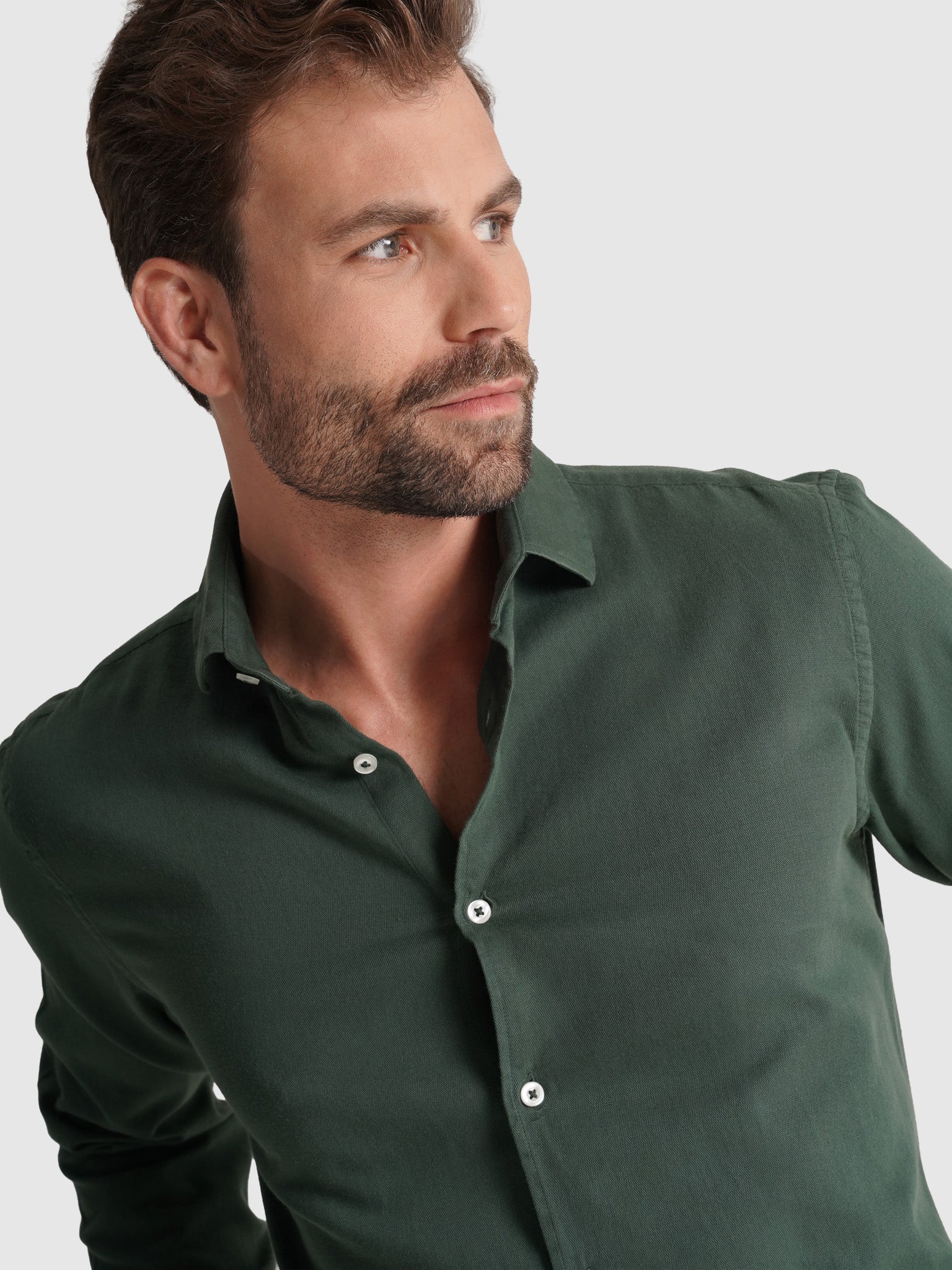 CAMISA ALGODÃO VERDE MANGA COMPRIDA REGULAR FIT MARK BELLUCCI
