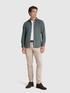 CAMISA BOMBAZINE VERDE MANGA COMPRIDA TAILORED FIT MR. BLUE