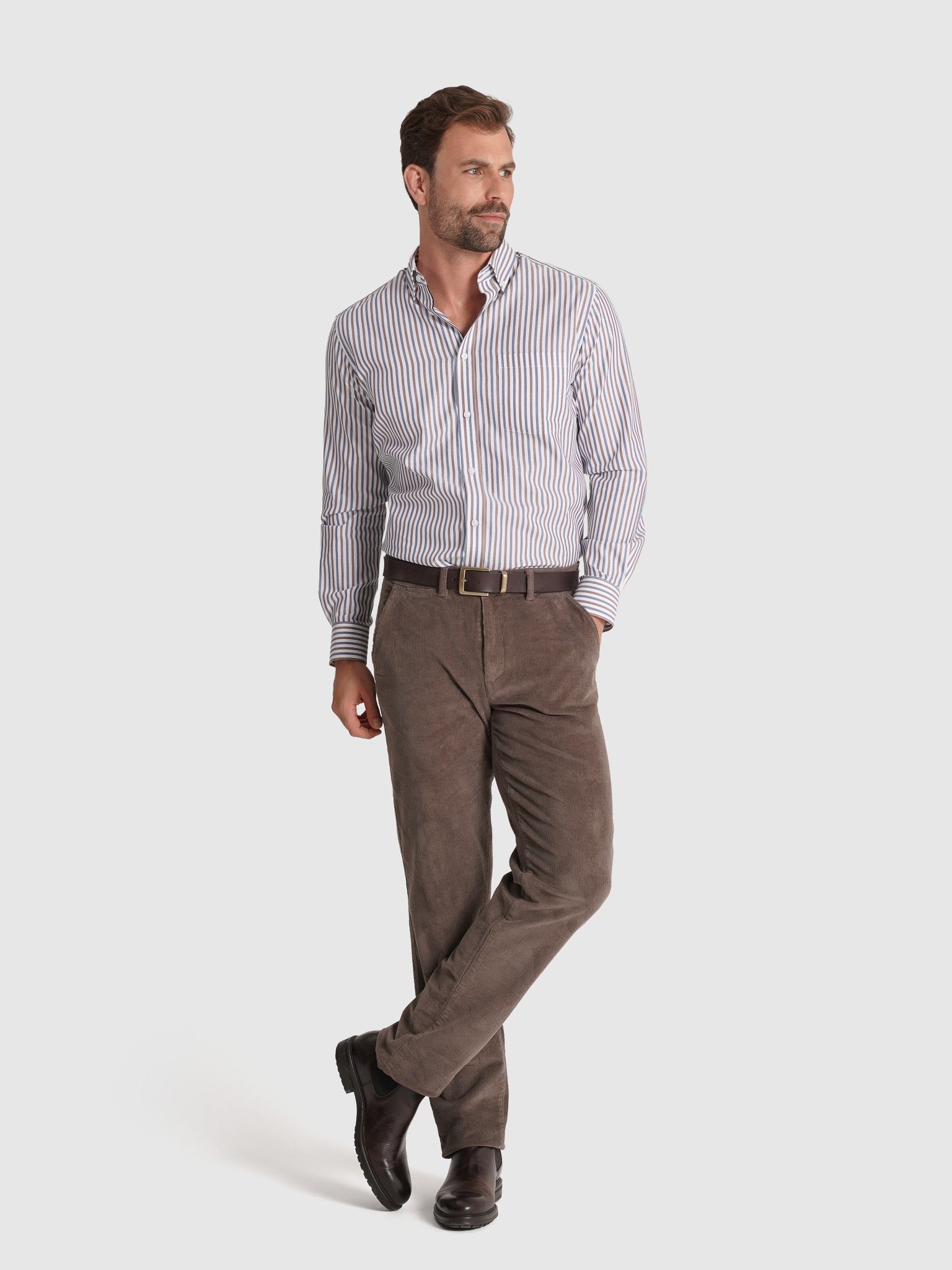 CAMISA ALGODÃO BRANCA MANGA COMPRIDA REGULAR FIT MR. BLUE