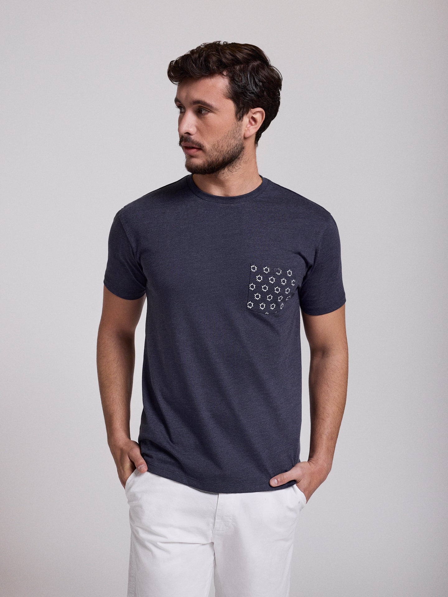 T-SHIRT ALGODÃO AZUL MANGA CURTA REGULAR FIT MR. BLUE