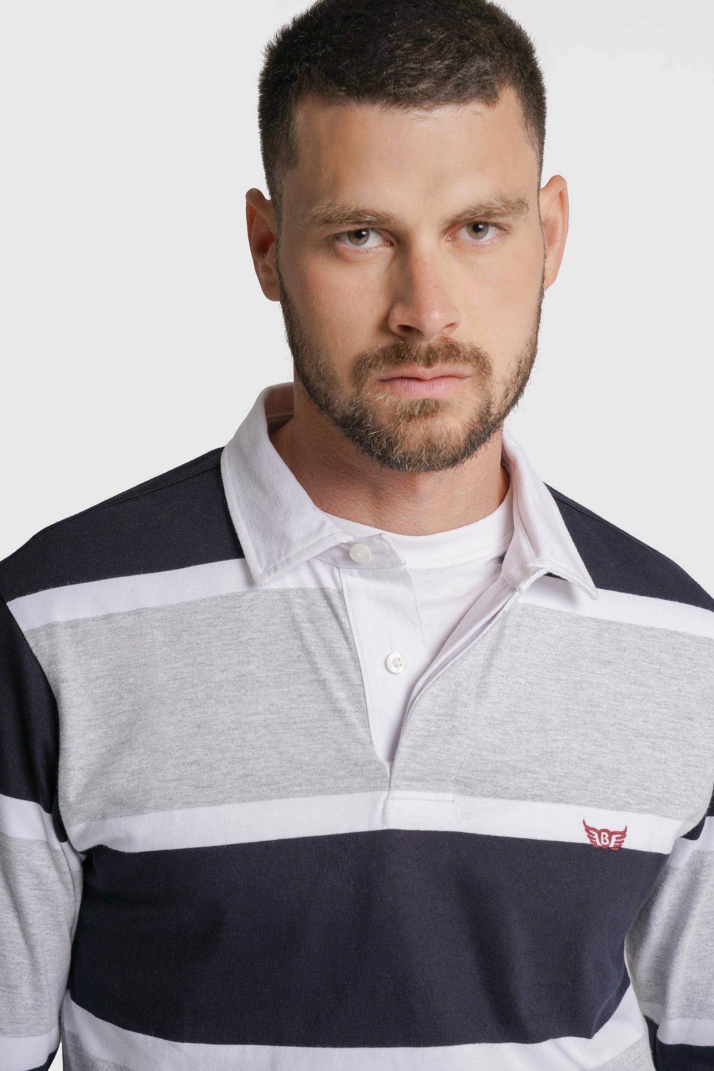 RUGBIE ALGODÃO REGULAR FIT AZUL RISCAS MR. BLUE