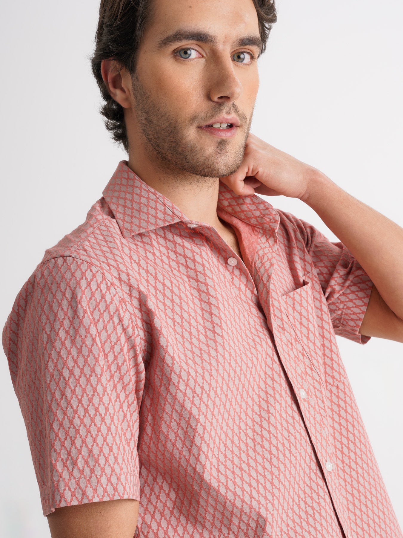 Mr. Blue Pink Linen Regular Fit Shirt