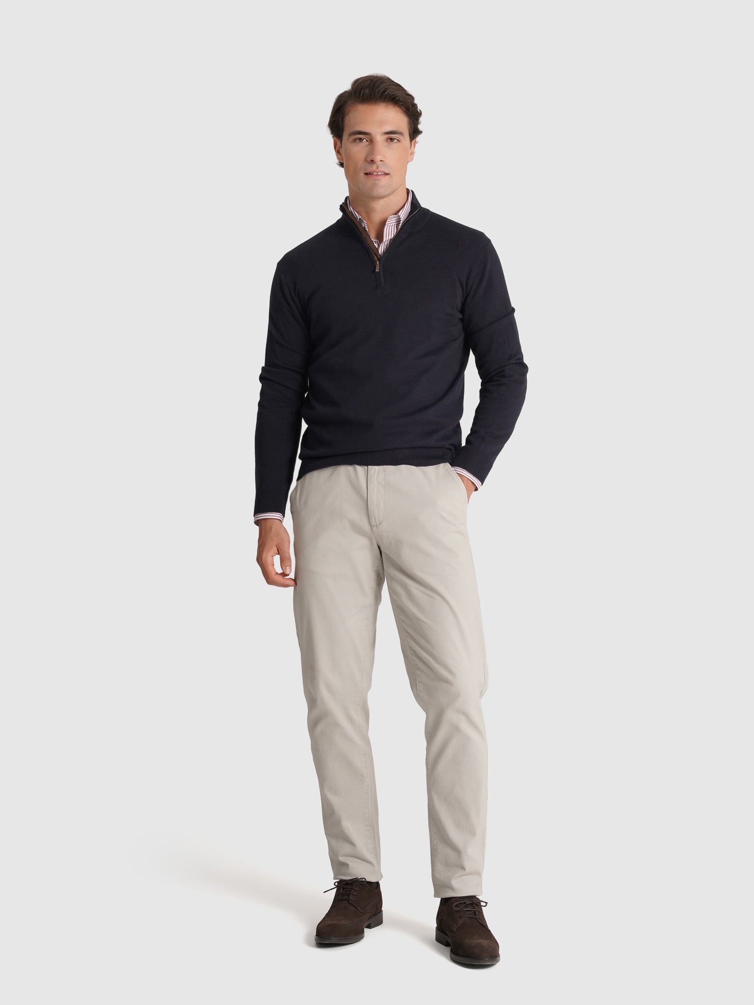 PULLOVER CAXEMIRA REGULAR FIT AZUL LISO MR. BLUE