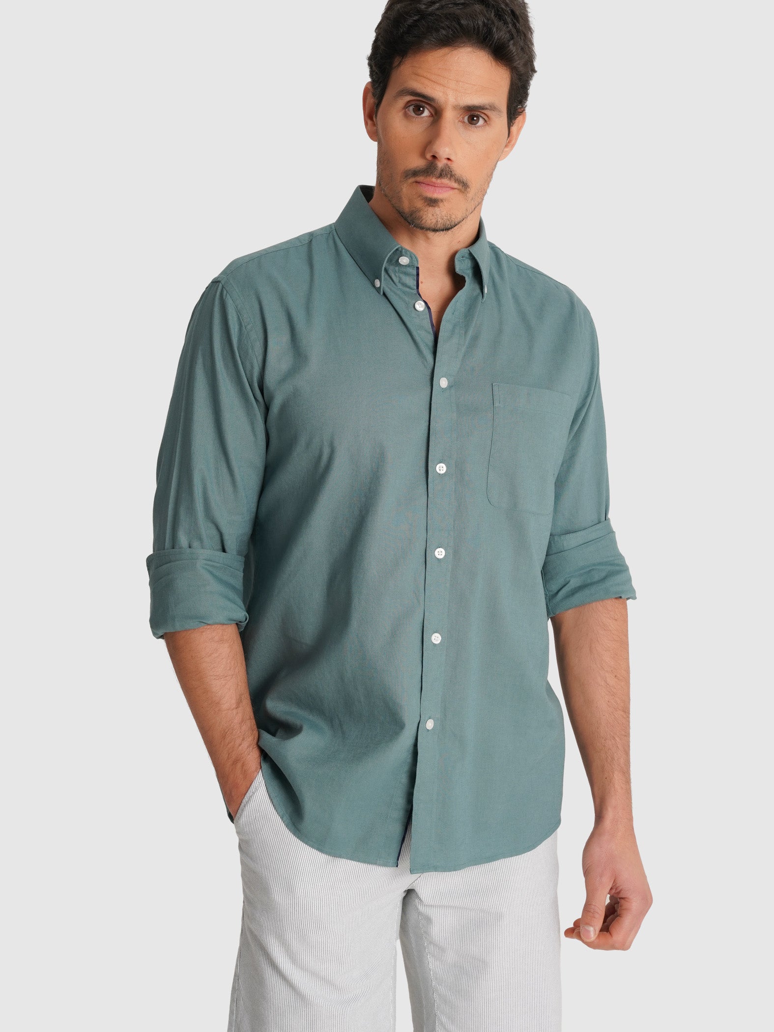 CAMISA VERDE MANGA COMPRIDA REGULAR FIT MR. BLUE