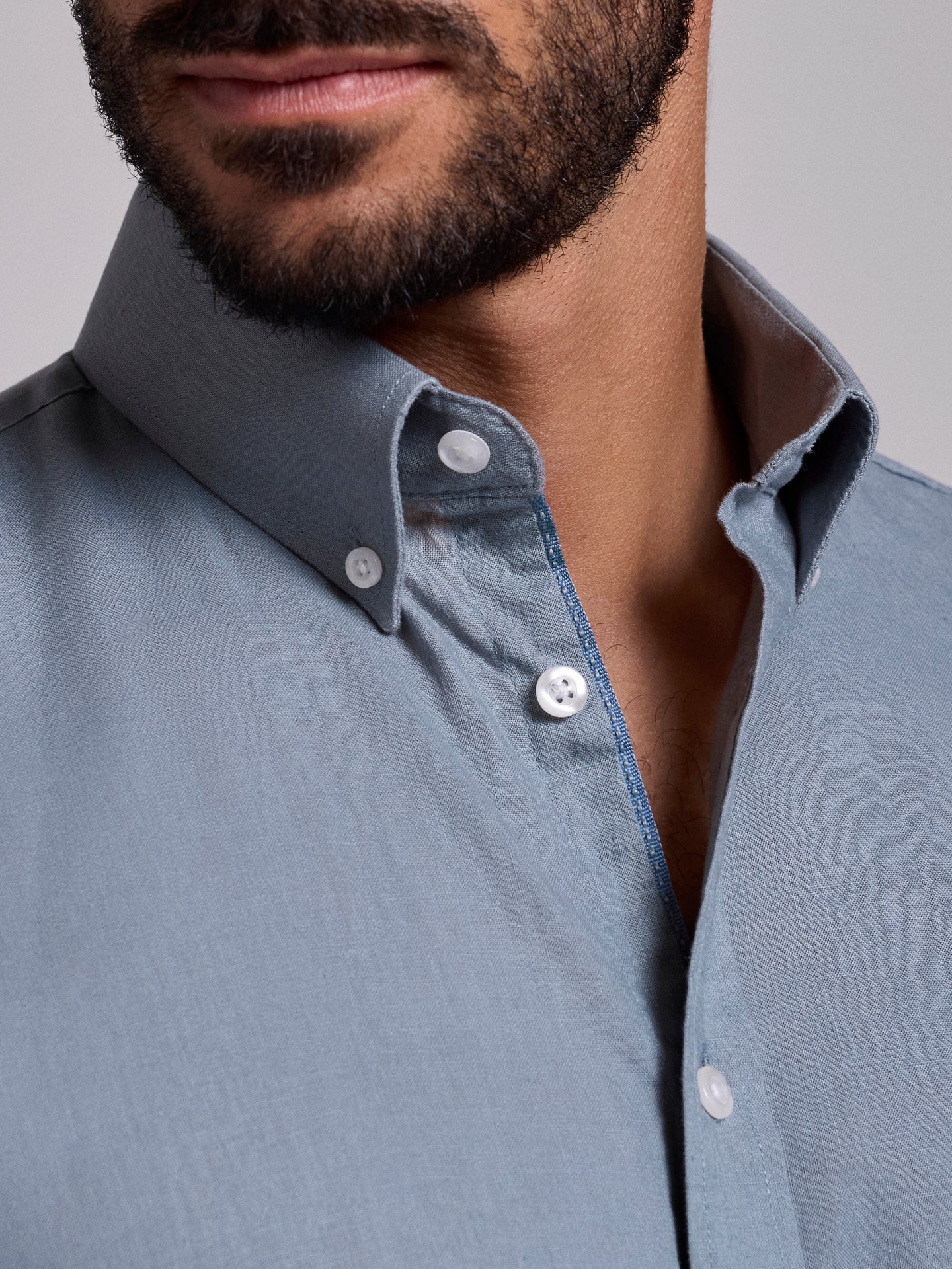 BLUE LINEN SHIRT LONG SLEEVE REGULAR FIT MR. BLUE