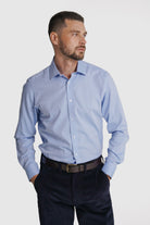 CAMISA ALGODÃO SLIM FIT AZUL LISA MR. BLUE