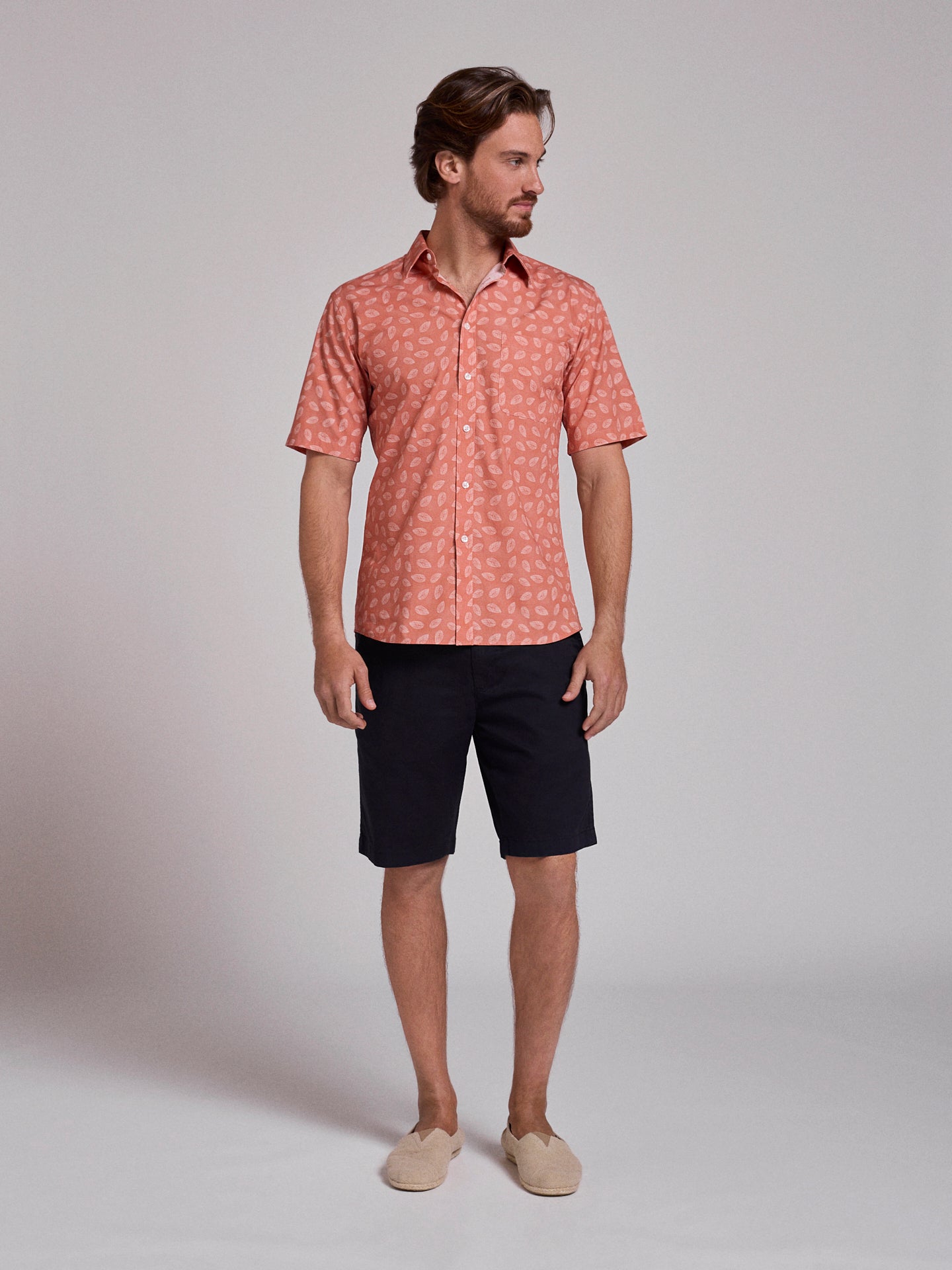 ORANGE COTTON SHIRT SHORT SLEEVE REGULAR FIT MR. BLUE