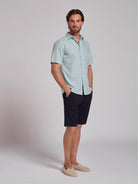 CAMISA LINO VERDE MANGA CORTA REGULAR FIT MR. AZUL