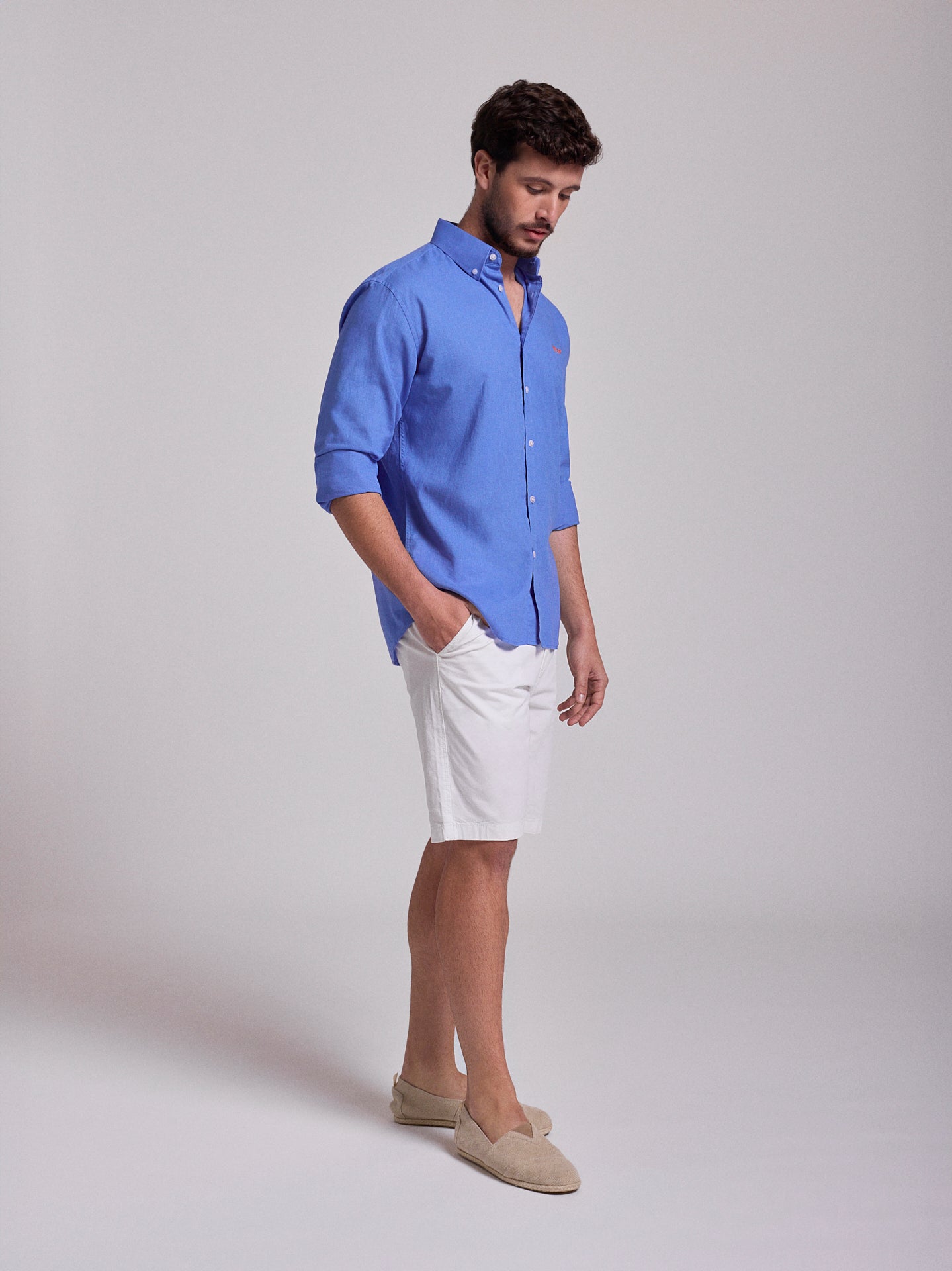 BLUE LINEN SHIRT LONG SLEEVE REGULAR FIT MR. BLUE