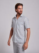 Camisa Linho Azul Manga Curta Regular Fit Mr. Blue