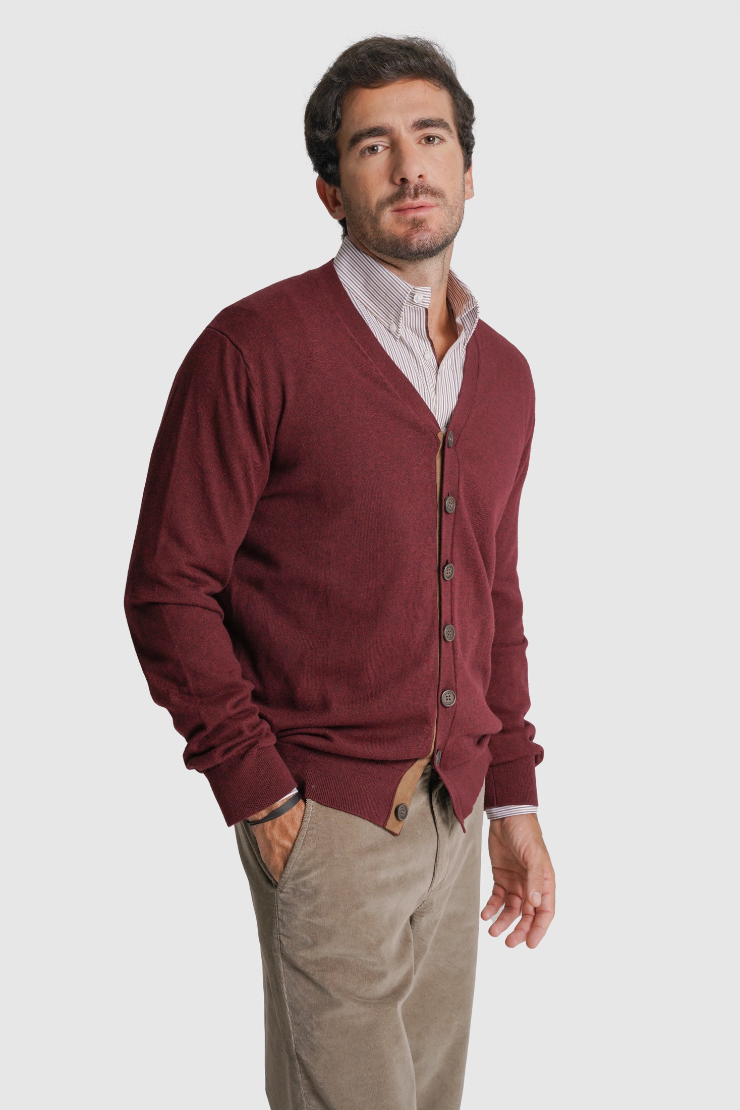 CARDIGAN CAXEMIRA REGULAR FIT BORDEAUX LISO MR. BLUE