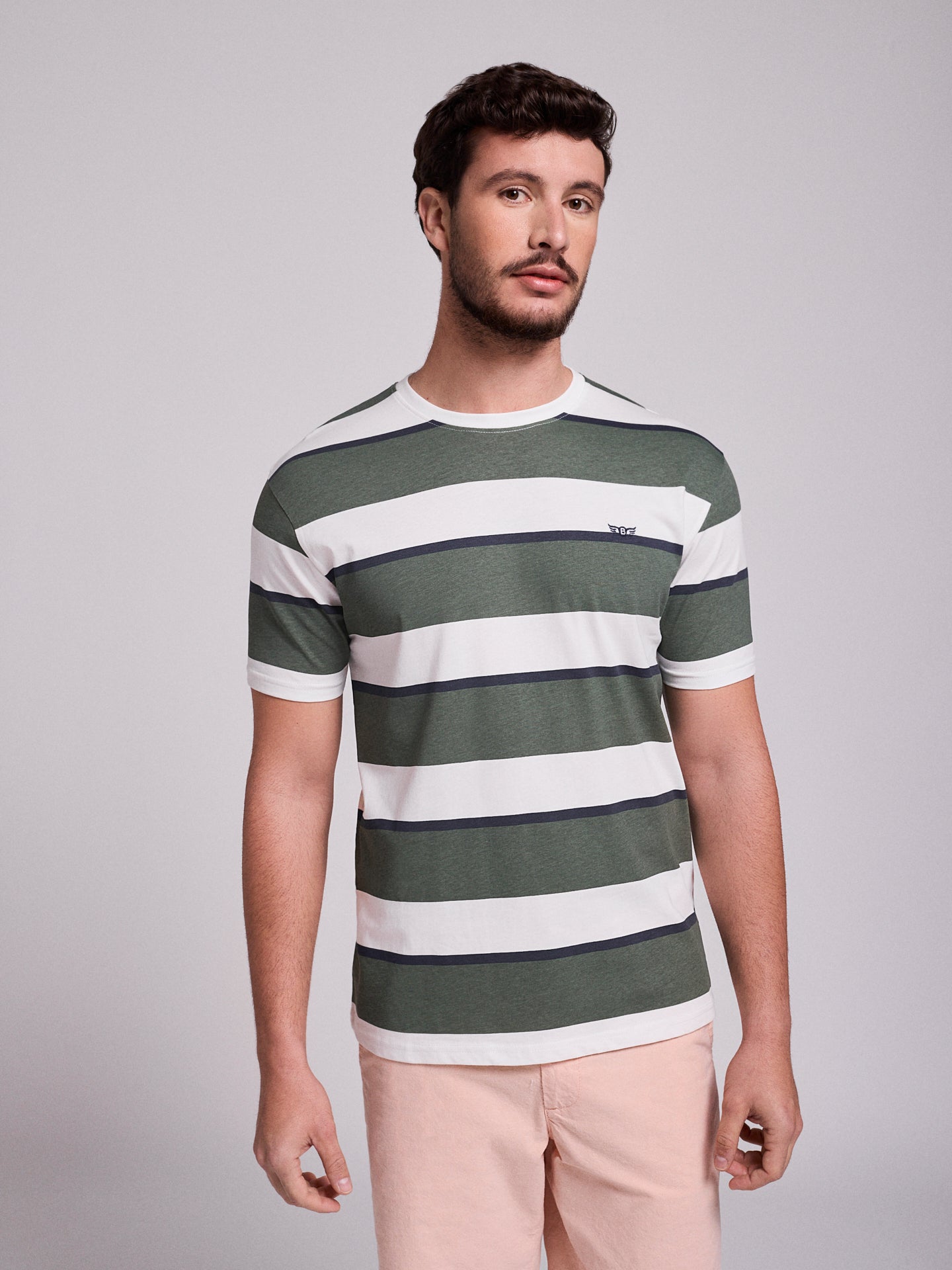 T-SHIRT ALGODÃO VERDE MANGA CURTA REGULAR FIT MR. BLUE