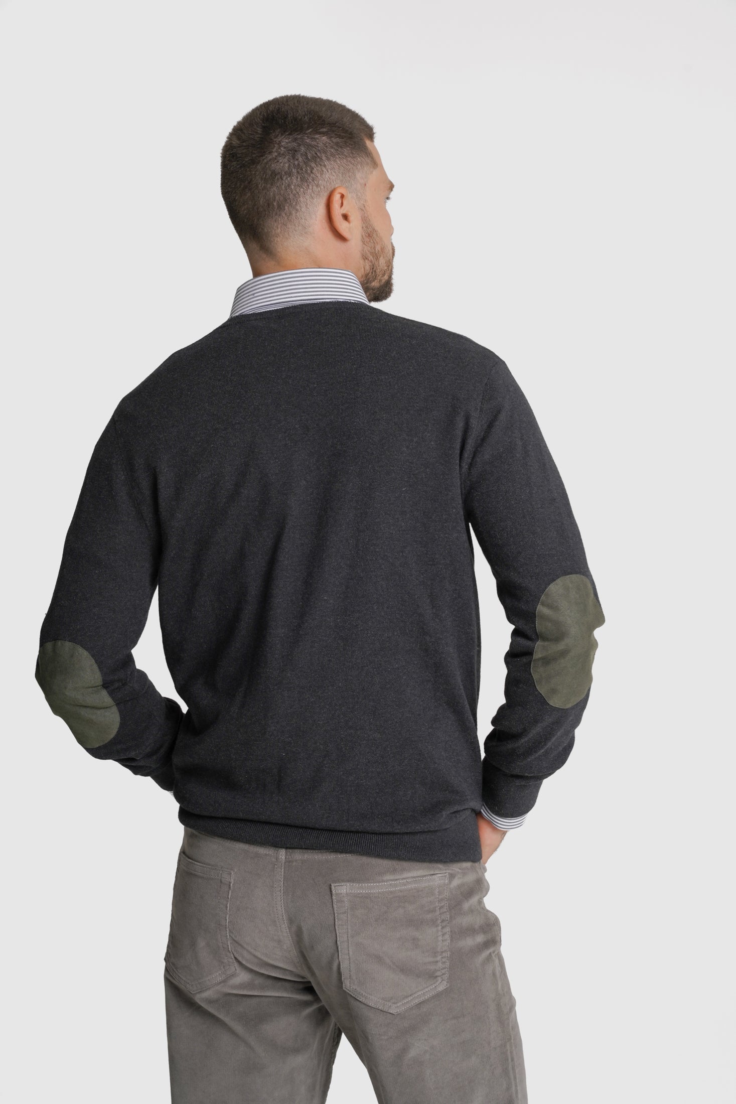 PULLOVER LÃ REGULAR FIT CINZENTO LISO MR. BLUE