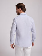 Camisa Linho Azul Manga Comprida Slim Fit Mr. Blue