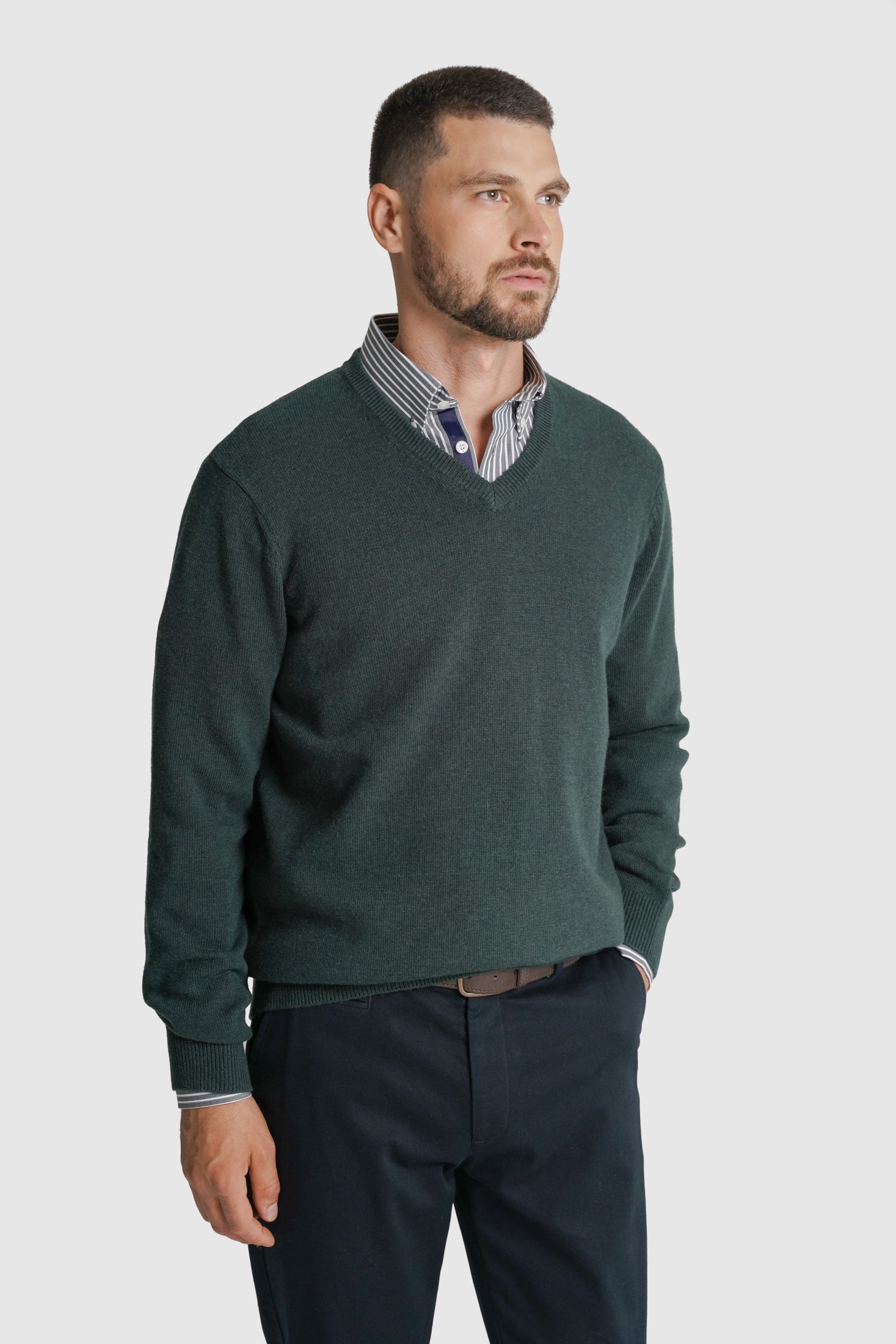 PULLOVER LÃ REGULAR FIT VERDE LISO MR. BLUE