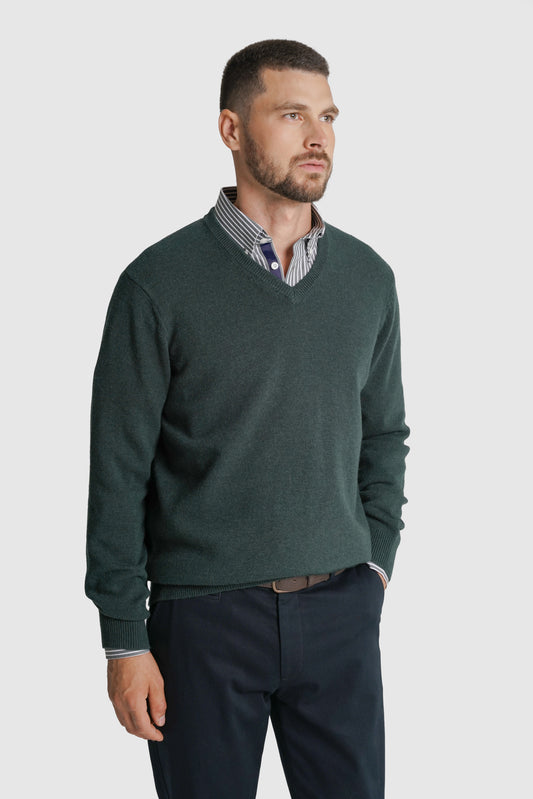 PULLOVER LÃ REGULAR FIT VERDE LISO MR. BLUE