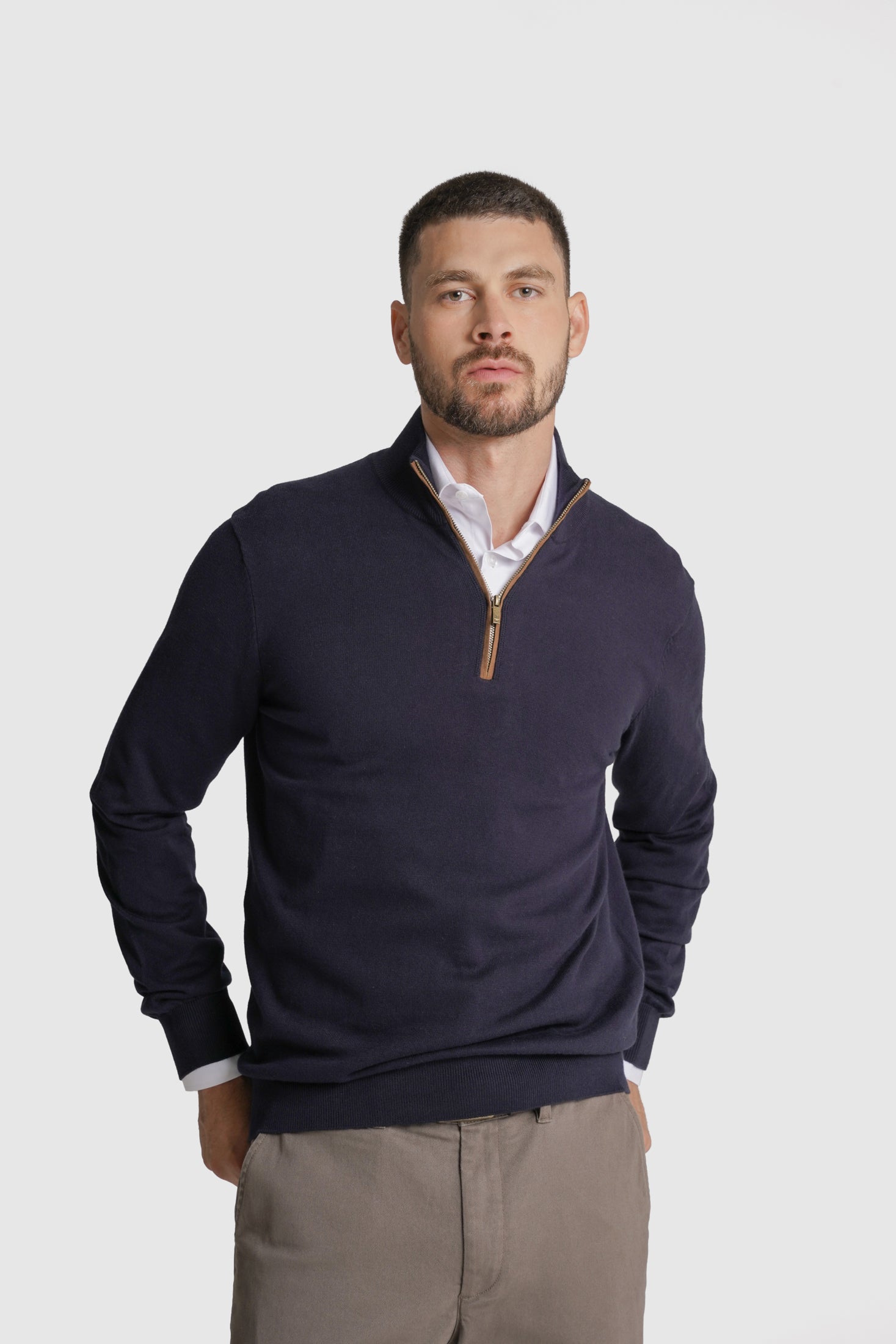 PULLOVER CAXEMIRA REGULAR FIT AZUL LISO MR. BLUE