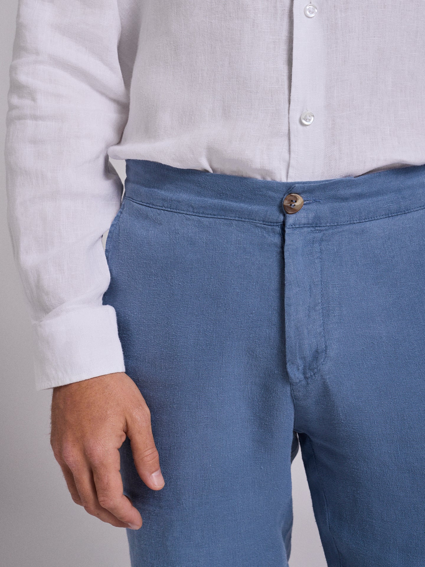 Bermuda Linho Azuis Regular Fit Mr. Blue