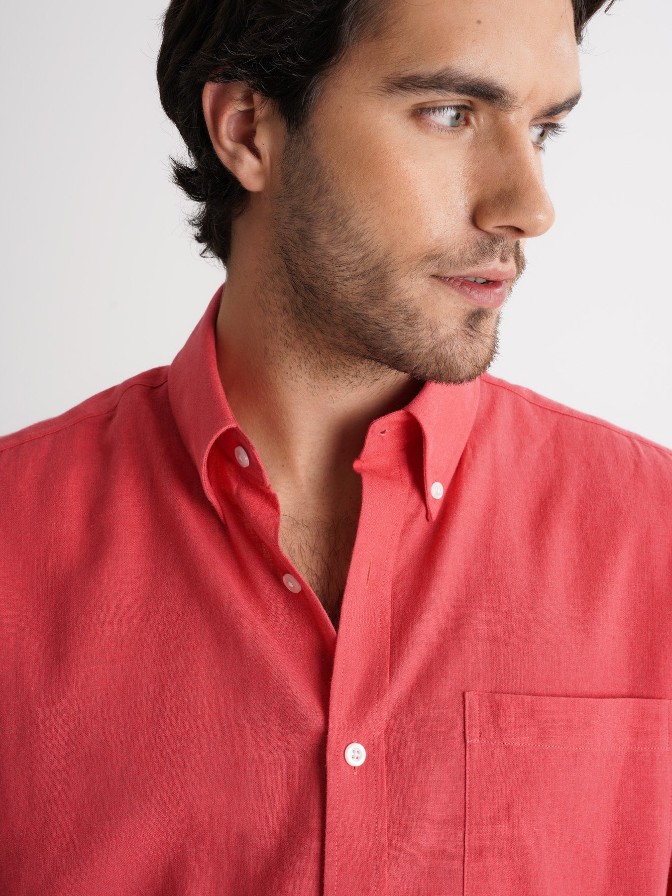 Camisa de corte estándar de lino rosa de Mr. Blue