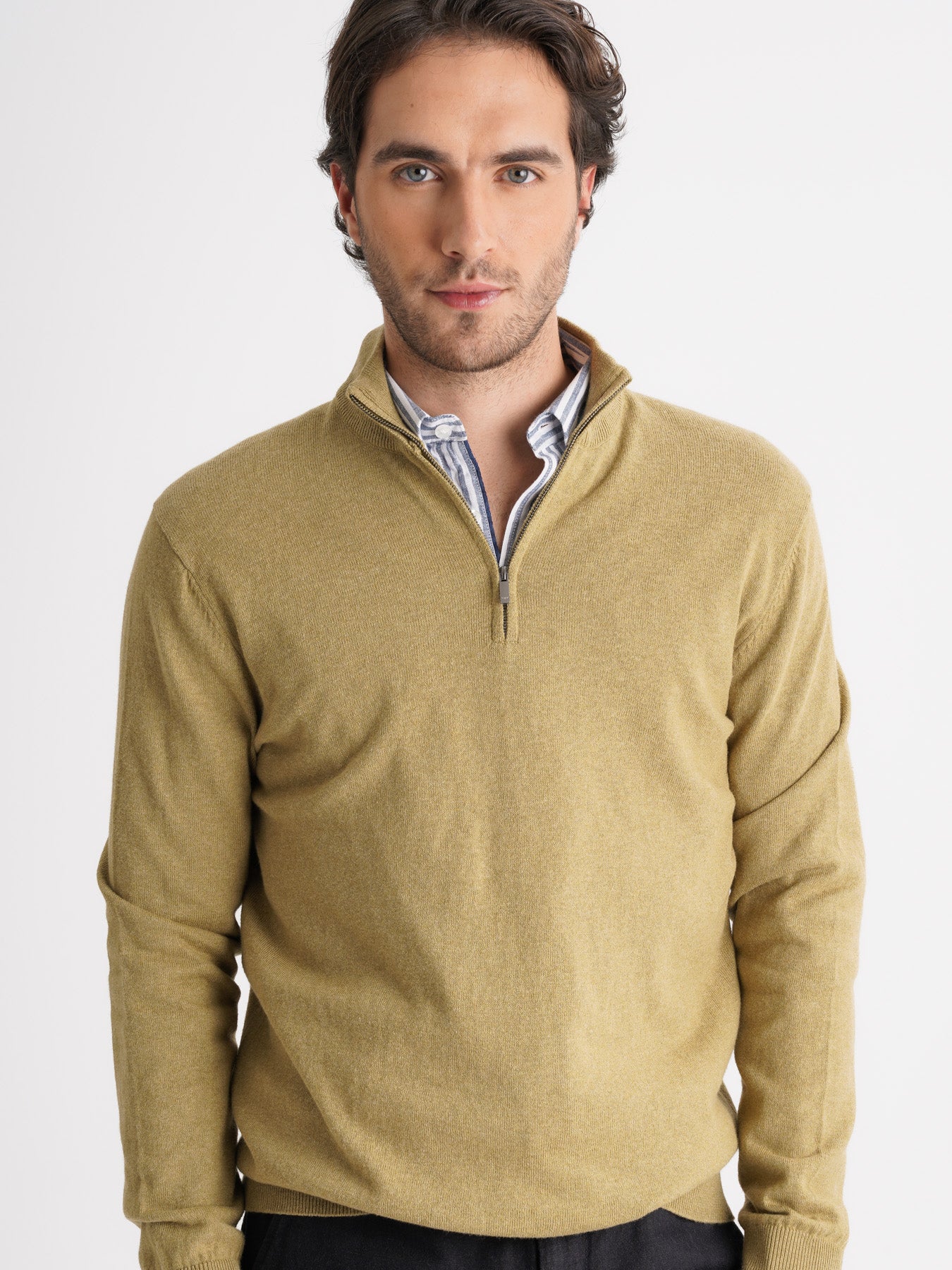 Jersey de cachemira verde fino Mr. Blue