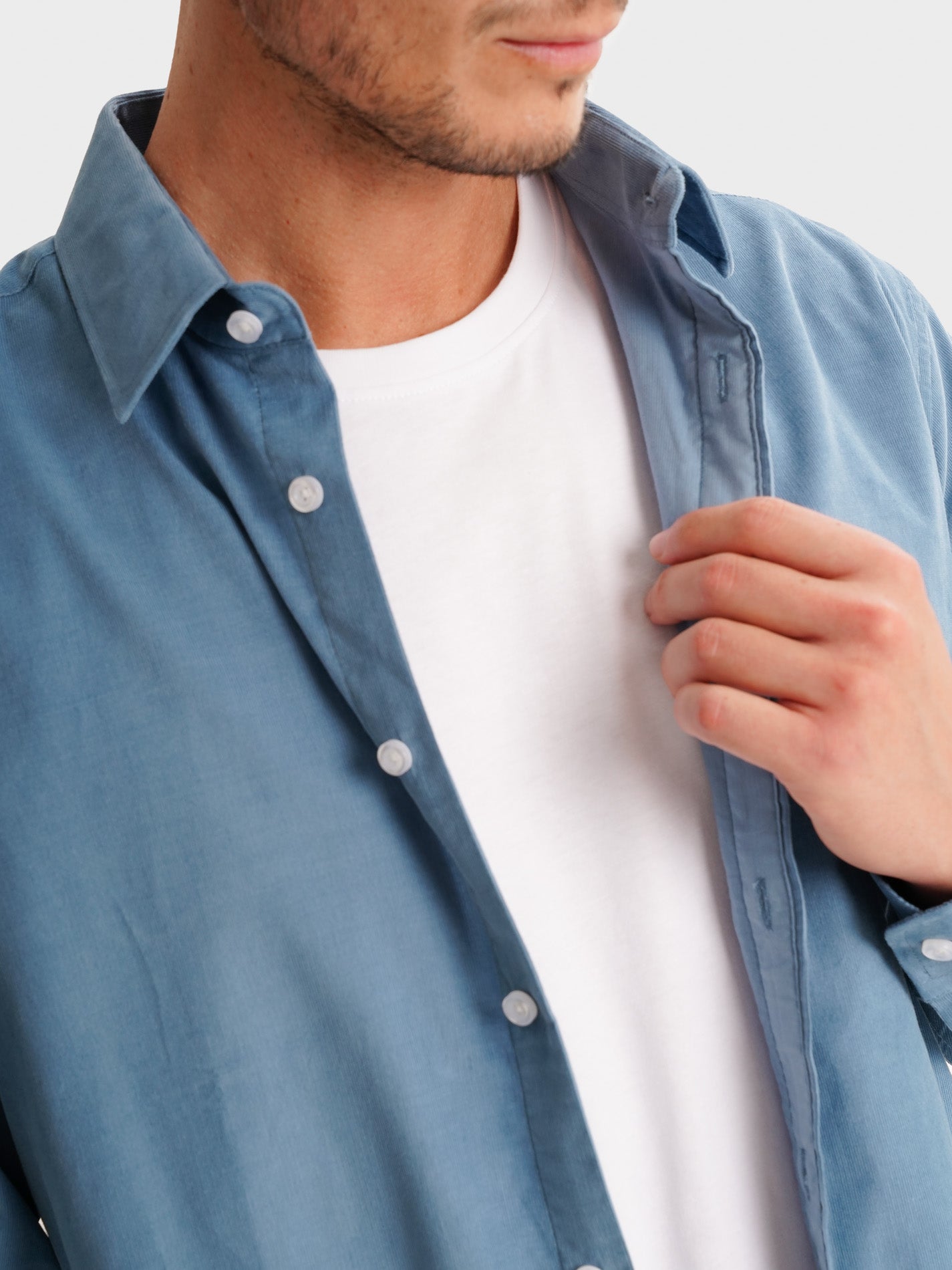 CAMISA BOMBAZINE AZUL TAILORED FIT MR. BLUE