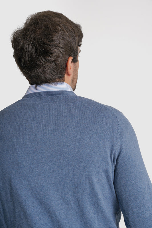 PULLOVER CAXEMIRA REGULAR FIT AZUL LISO MR. BLUE