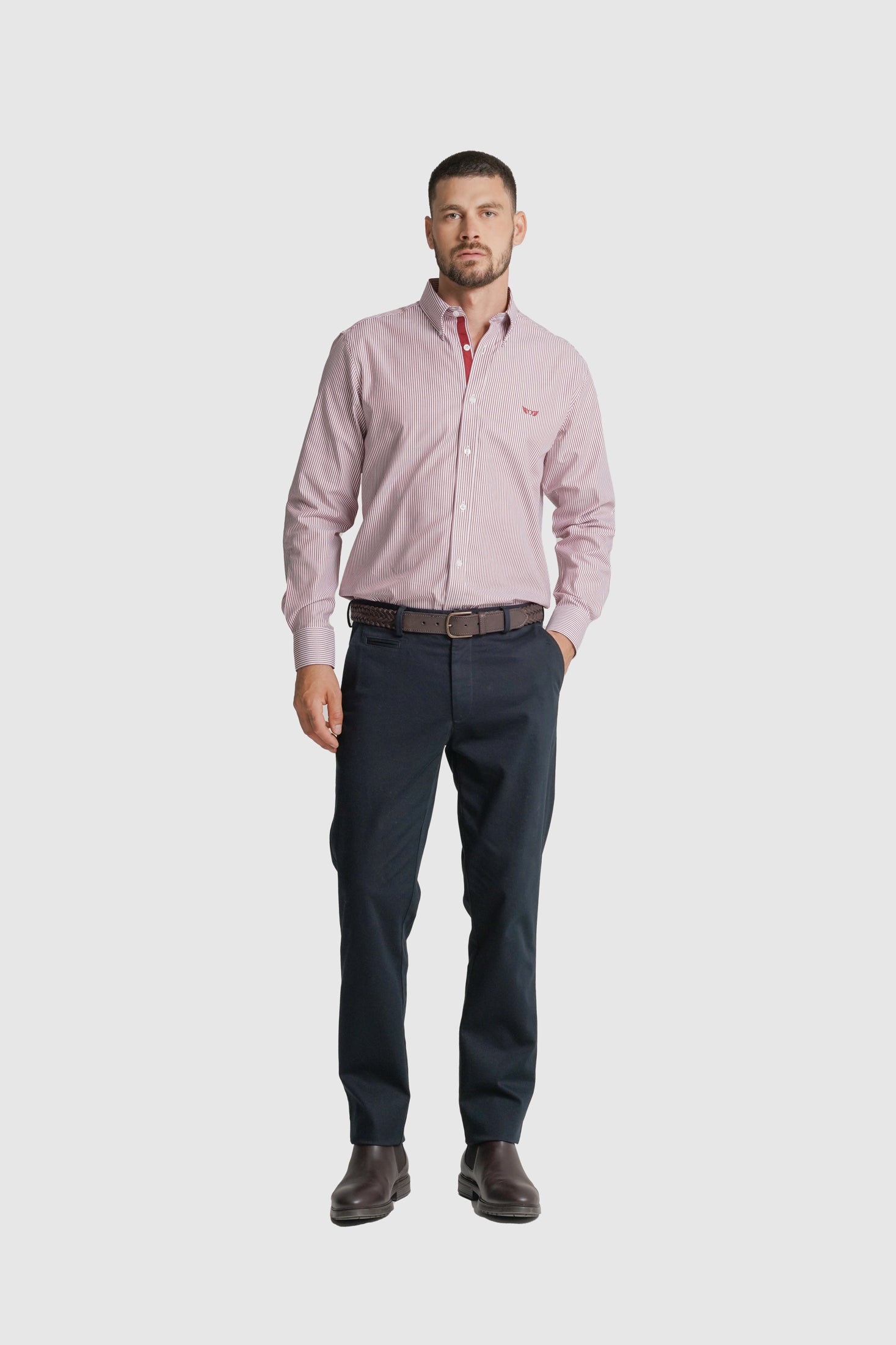 CAMISA ALGODÃO REGULAR FIT BORDEAUX RISCAS MR. BLUE